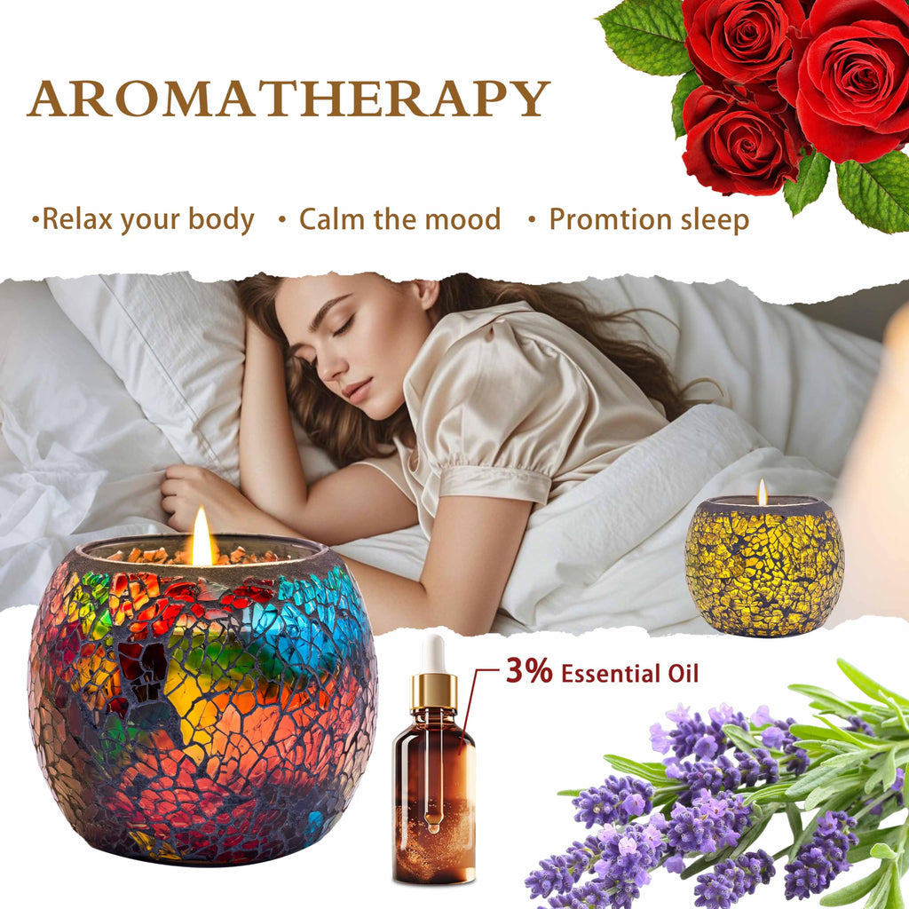 Larcenciel Mosaic Glass Scented Candles 4-Pack – Rose, Lavender, Coffee & Vanilla