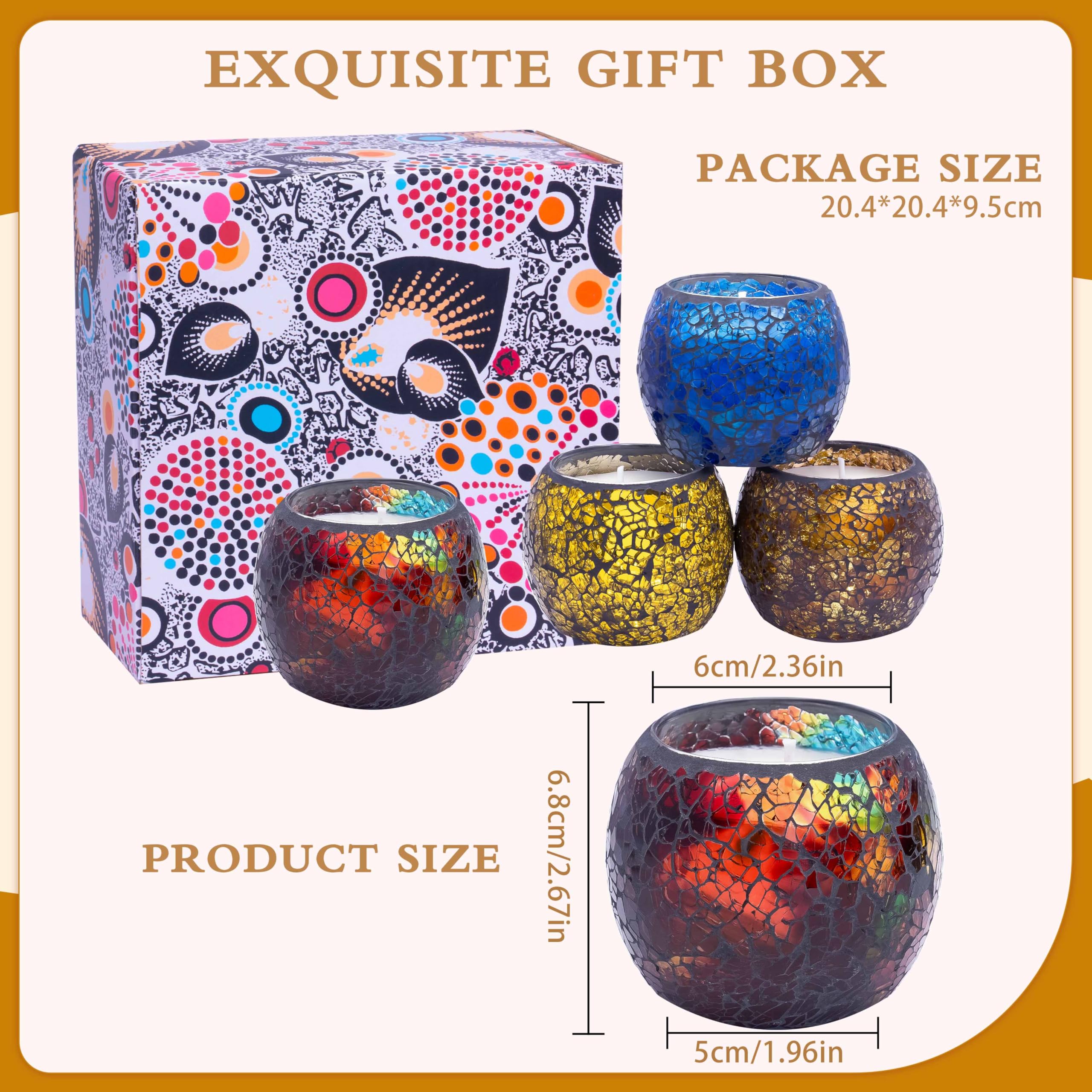 Larcenciel Mosaic Glass Scented Candles 4-Pack – Rose, Lavender, Coffee & Vanilla