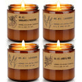 Large 9 oz Scented Candle Gift Set – 10% EO, Amber Jars (4-Pack)