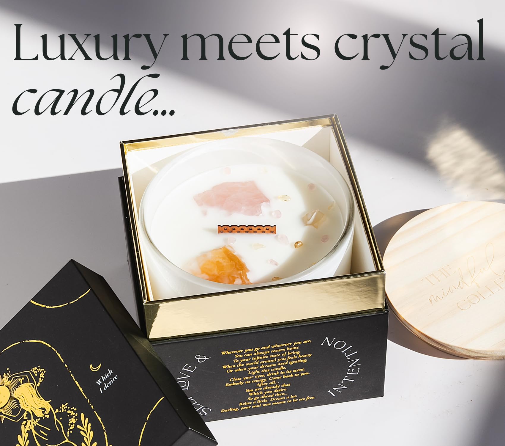Large Crystal Candles for Women – 12oz Soy Wood Wick, Crackling Luxury Aromatherapy