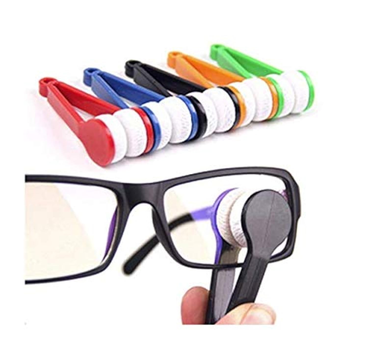 LASSUM 5 Pcs Mini Eyeglasses Cleaner Clips – Microfiber Spectacles Cleaning Tool