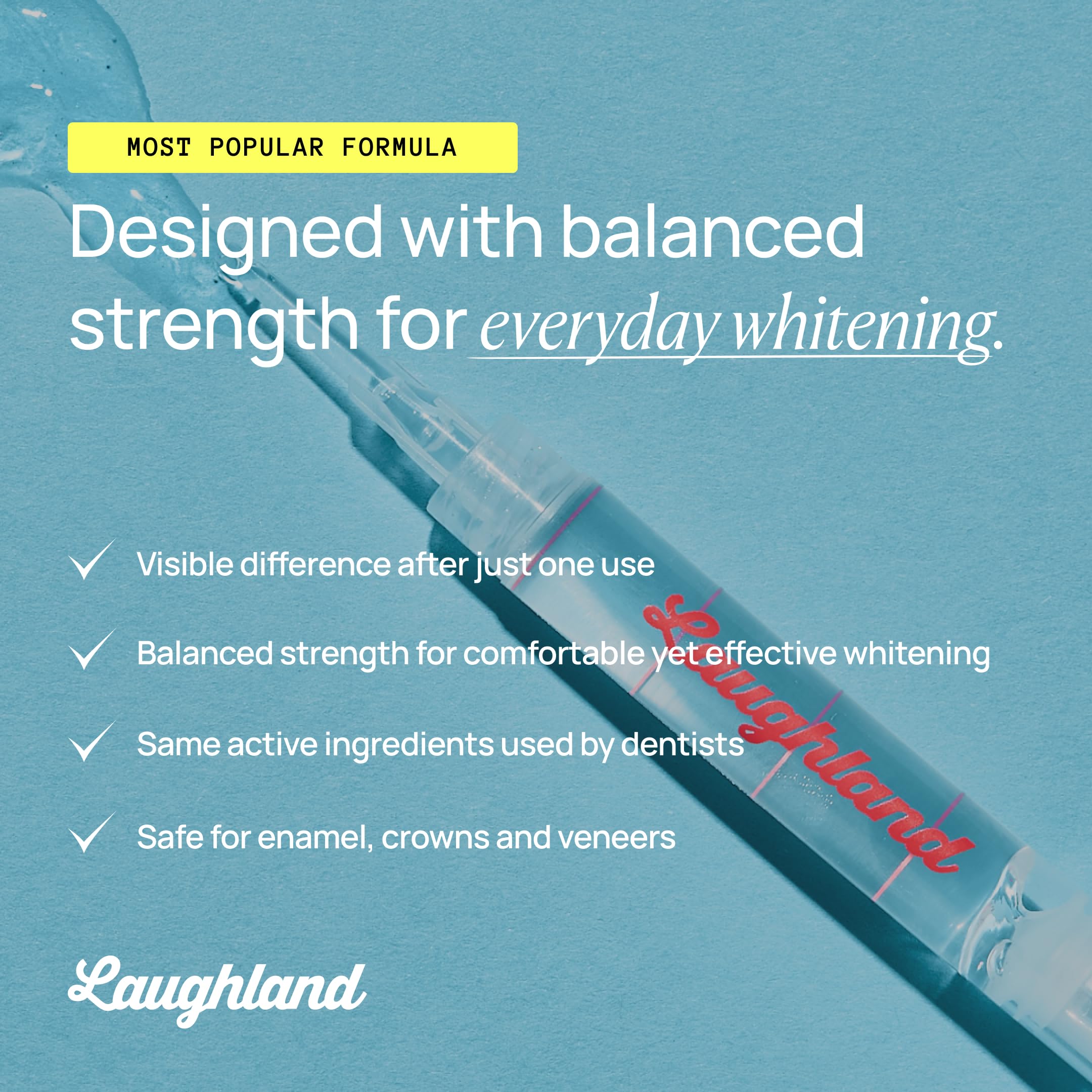 Laughland Original Teeth Whitening Gel 3 Pack - 6 Treatments, Mint, 8% Hydrogen Peroxide