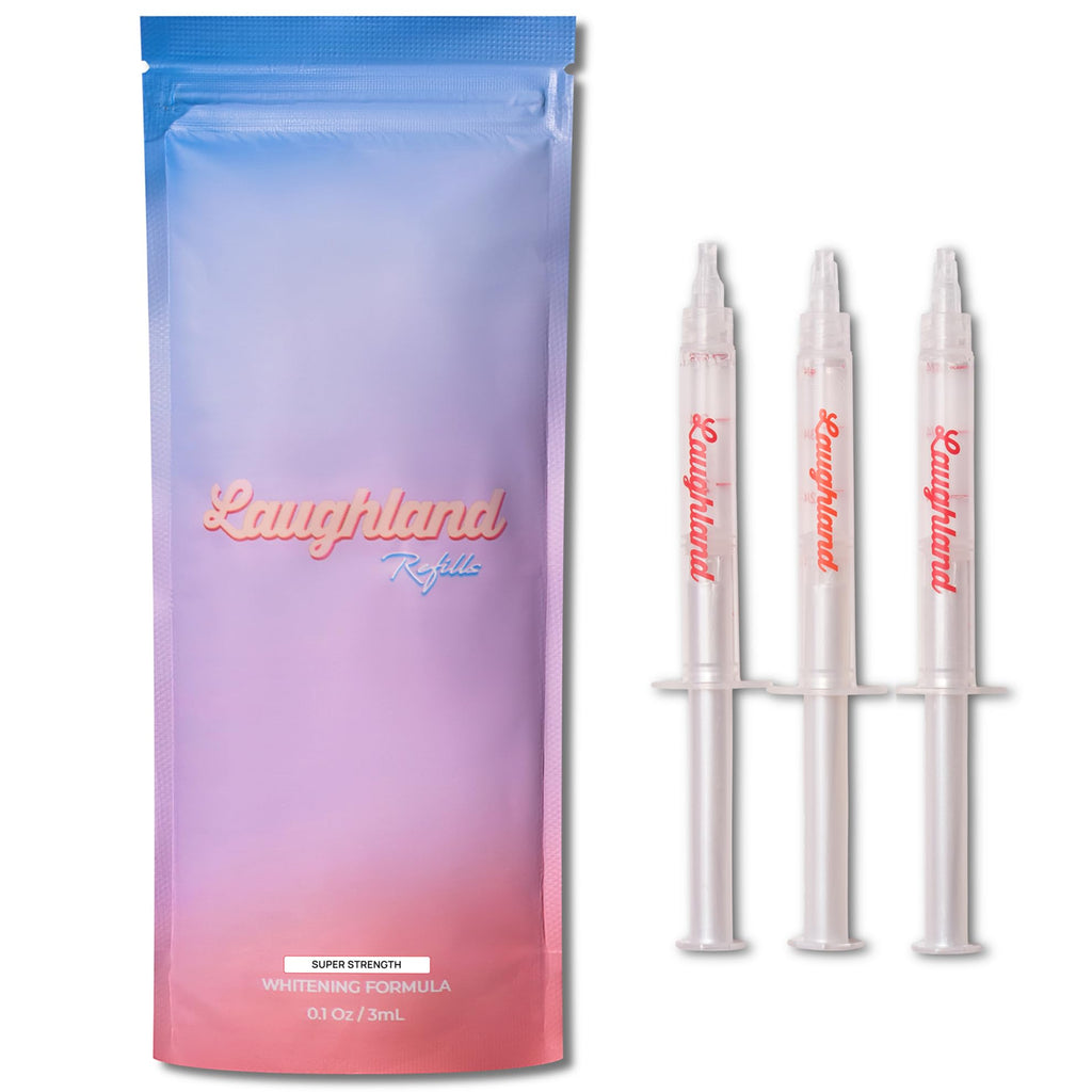 Laughland Super Strength Teeth Whitening Gel 3 Pack – 11% Hydrogen Peroxide, Mint, Glycerin & Aloe | At-Home Dental Care