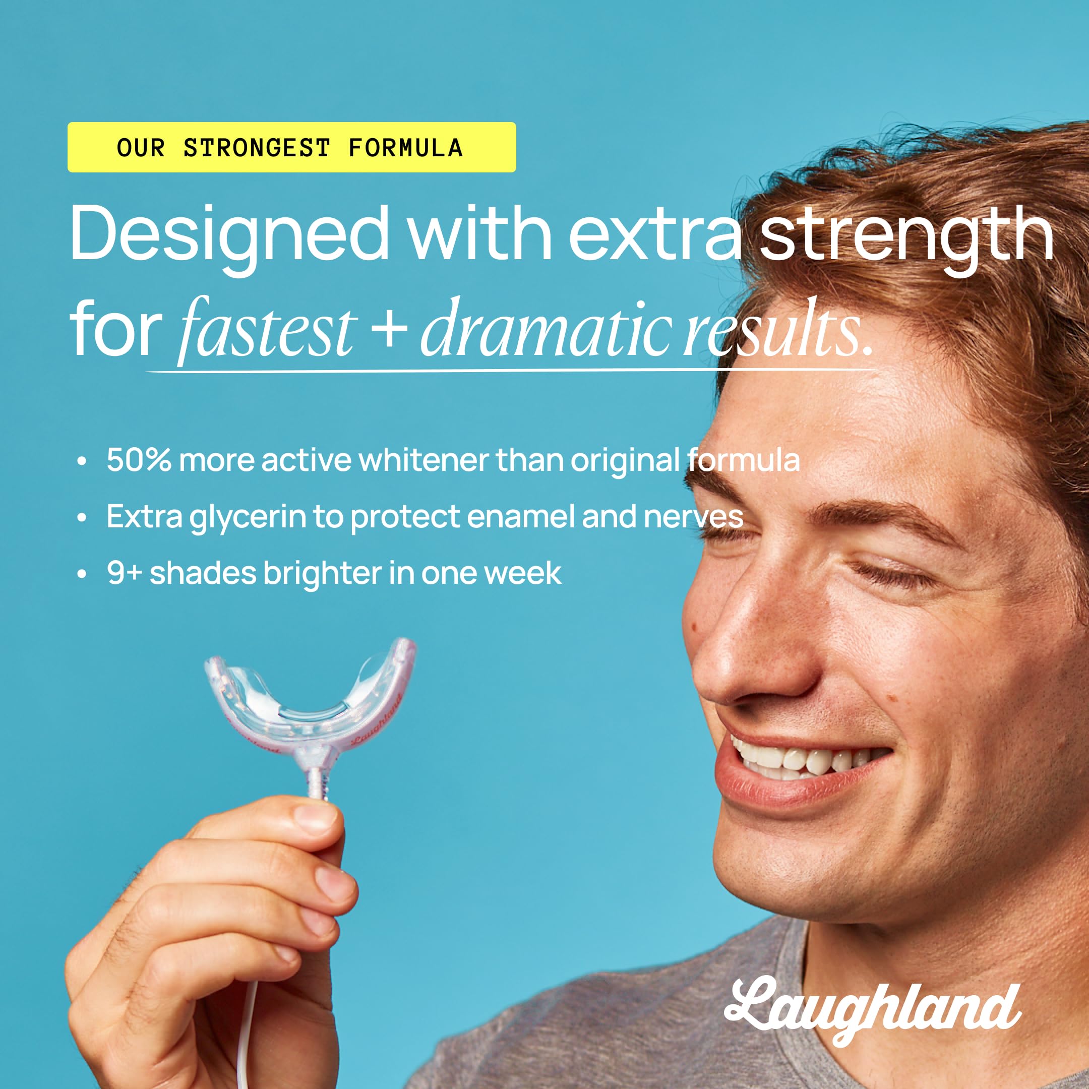 Laughland Super Strength Teeth Whitening Kit – Phone-Powered LED Mouthpiece