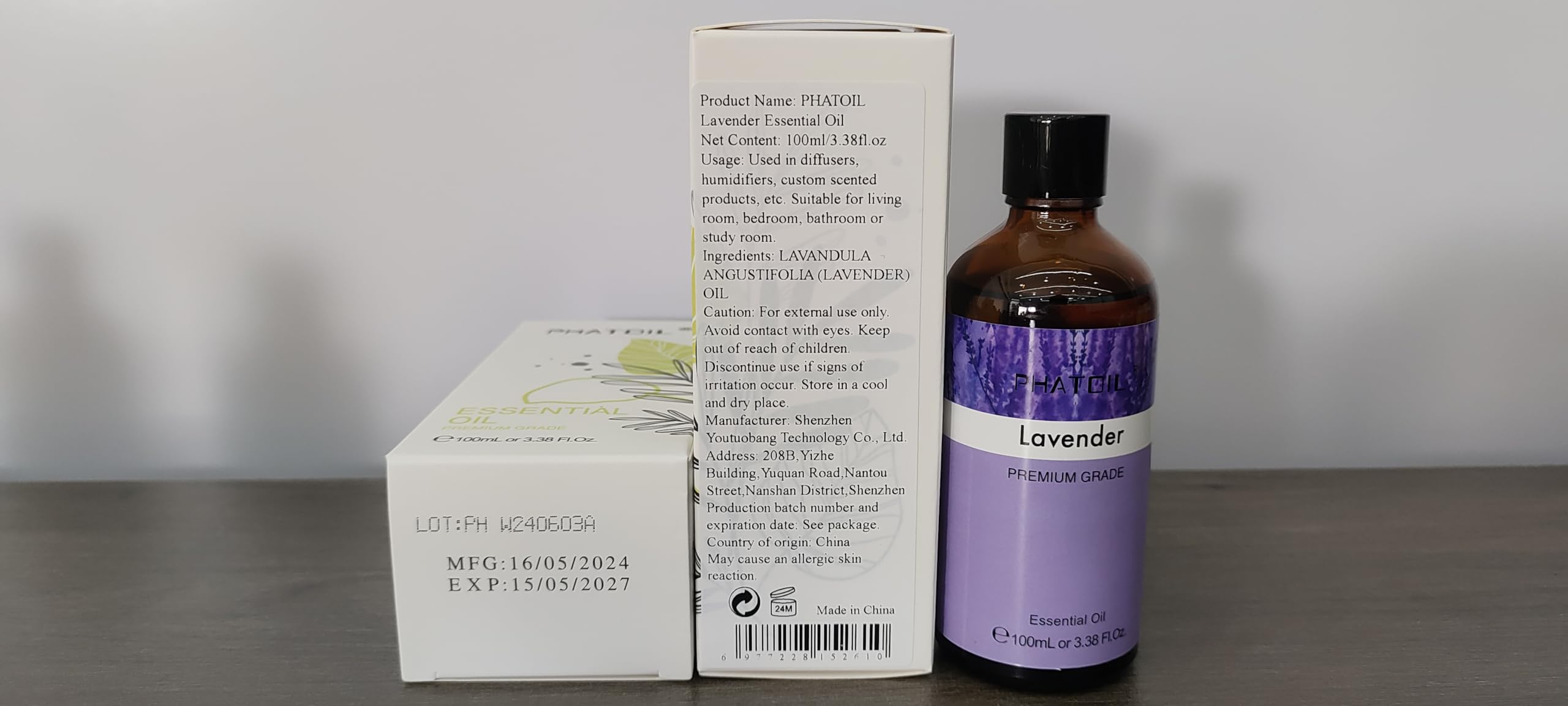 Lavender Essential Oil 3.38 fl oz (100 ml) | PHATOIL Aromatherapy for Diffuser, Humidifier | DIY Soap, Candle & Bath Bombs