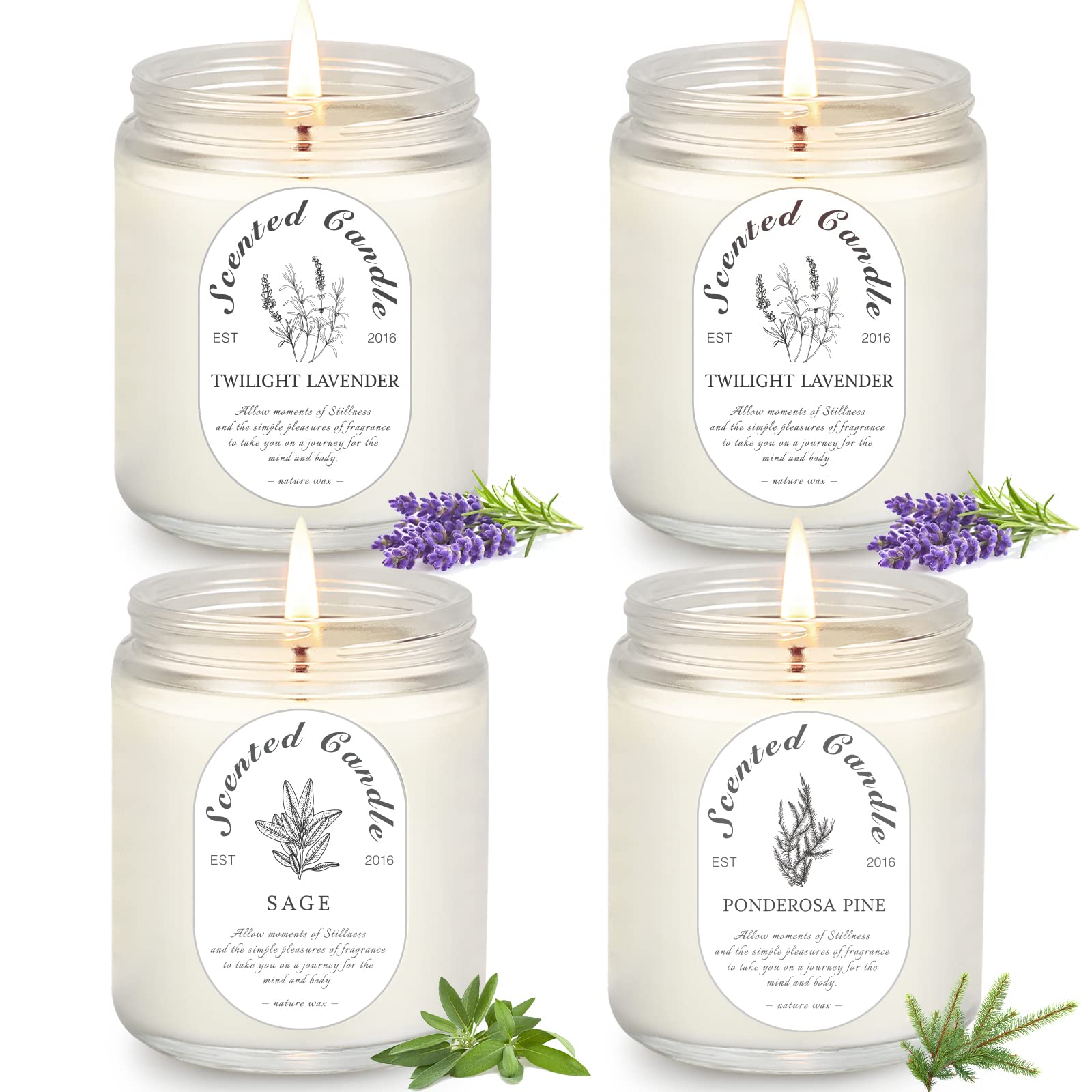 Lavender Candle Gift Set 4-Pack | Soy Wax Aromatherapy Candles for Relaxation & Christmas Gifts