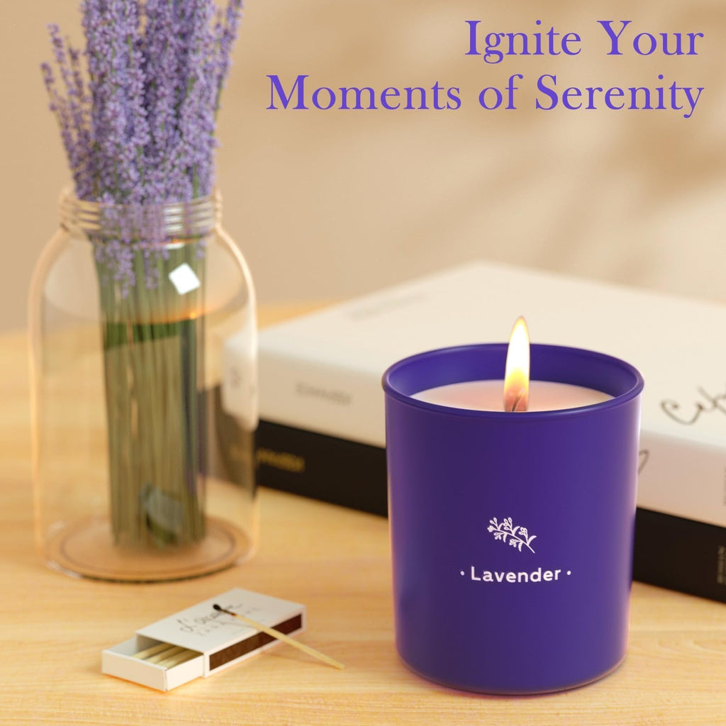 Lavender Soy Wax Candle, 8 oz, Purple Jar – 45-Hour Burn | Gift for Her