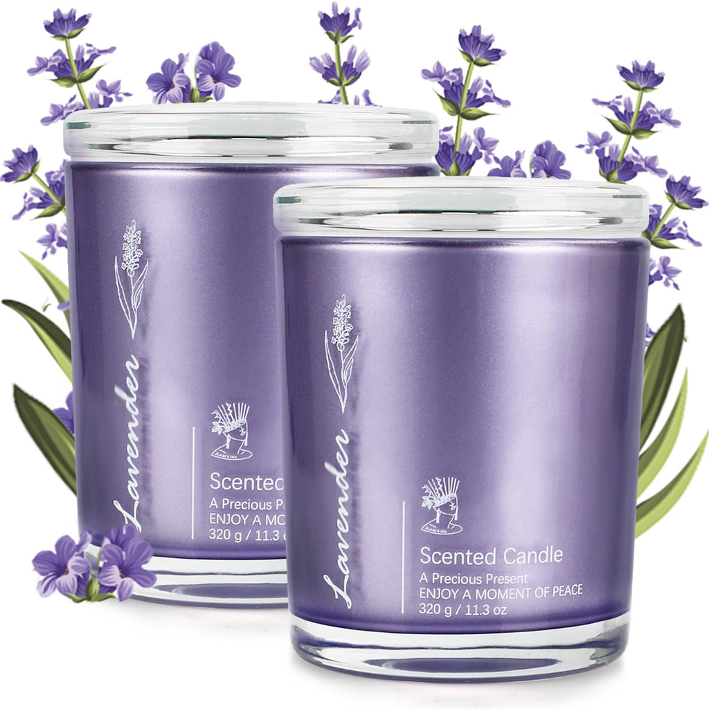 Lavender Candles 2-Pack - 23oz Large Jar Aromatherapy Gift