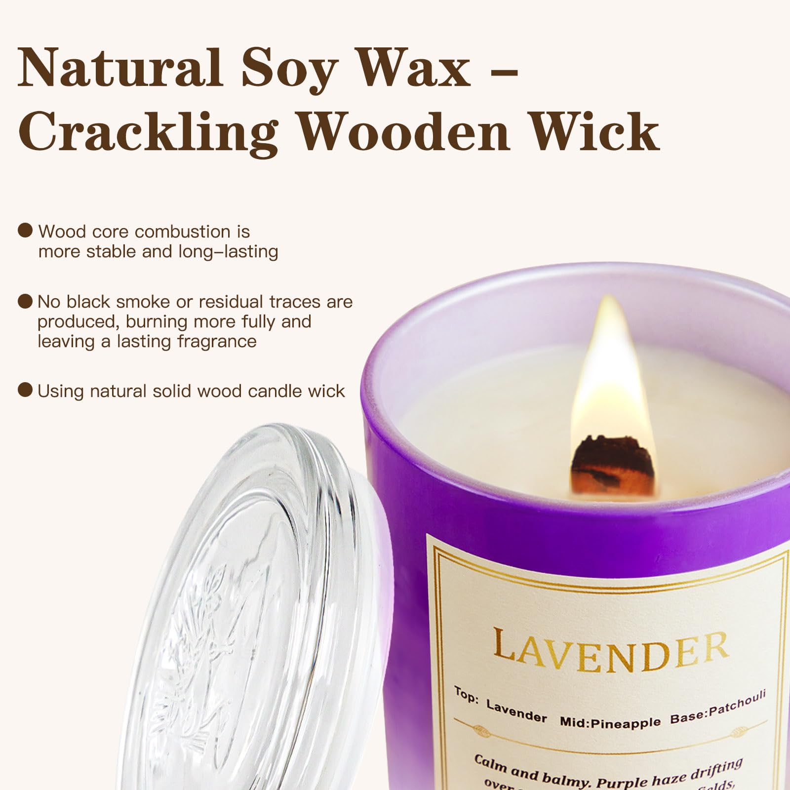 Lavender Candle Gift Set – 2 Pack Wood Wick Soy Candles with Gift Boxes