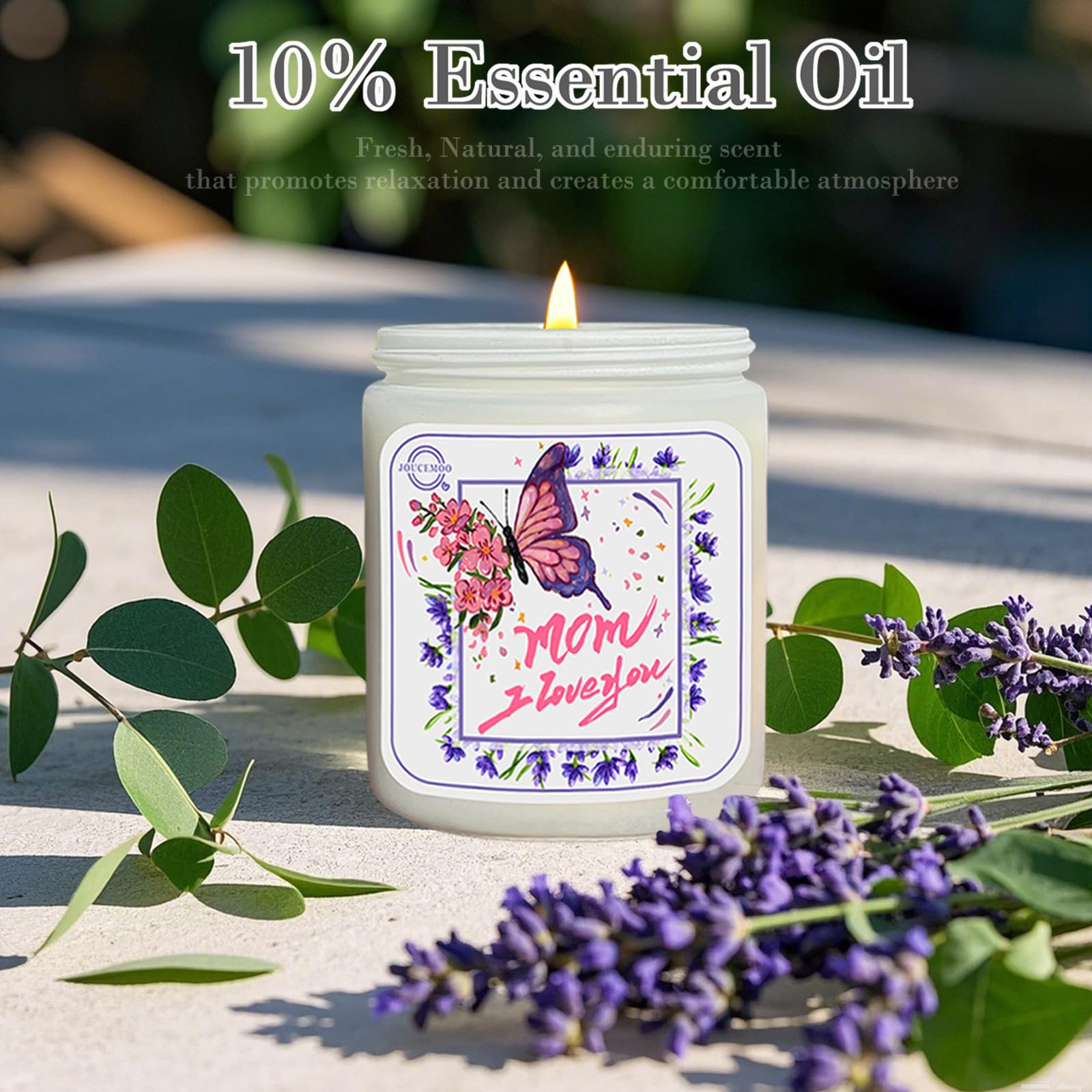 Christmas Gifts for Mom - Lavender Eucalyptus Soy Wax Candle | 50-Hour Burn
