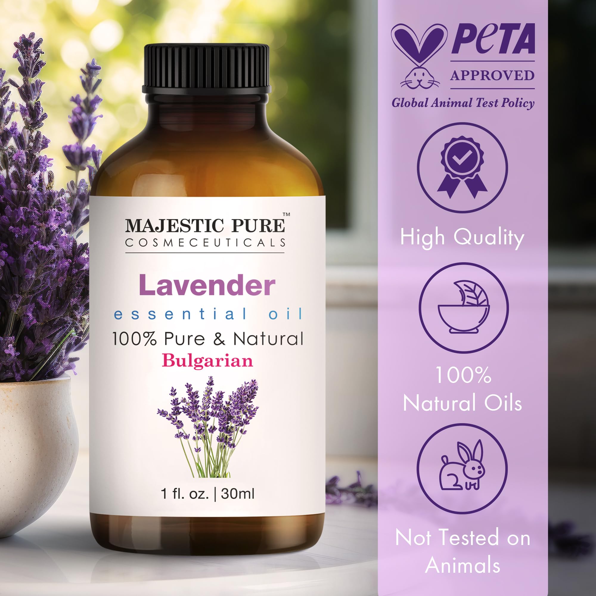 Majestic Pure Lavender Essential Oil - 100% Pure & Natural, 1 Fl Oz