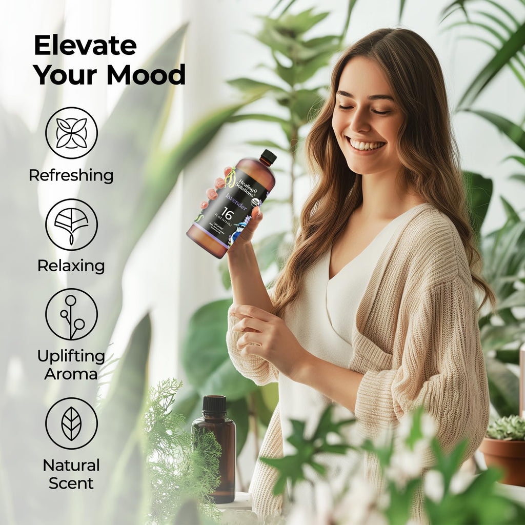 Healing Solutions Organic Lavender Essential Oil 16oz Bulk - Lavender Oil for Skin, Cleaning & Diffuser