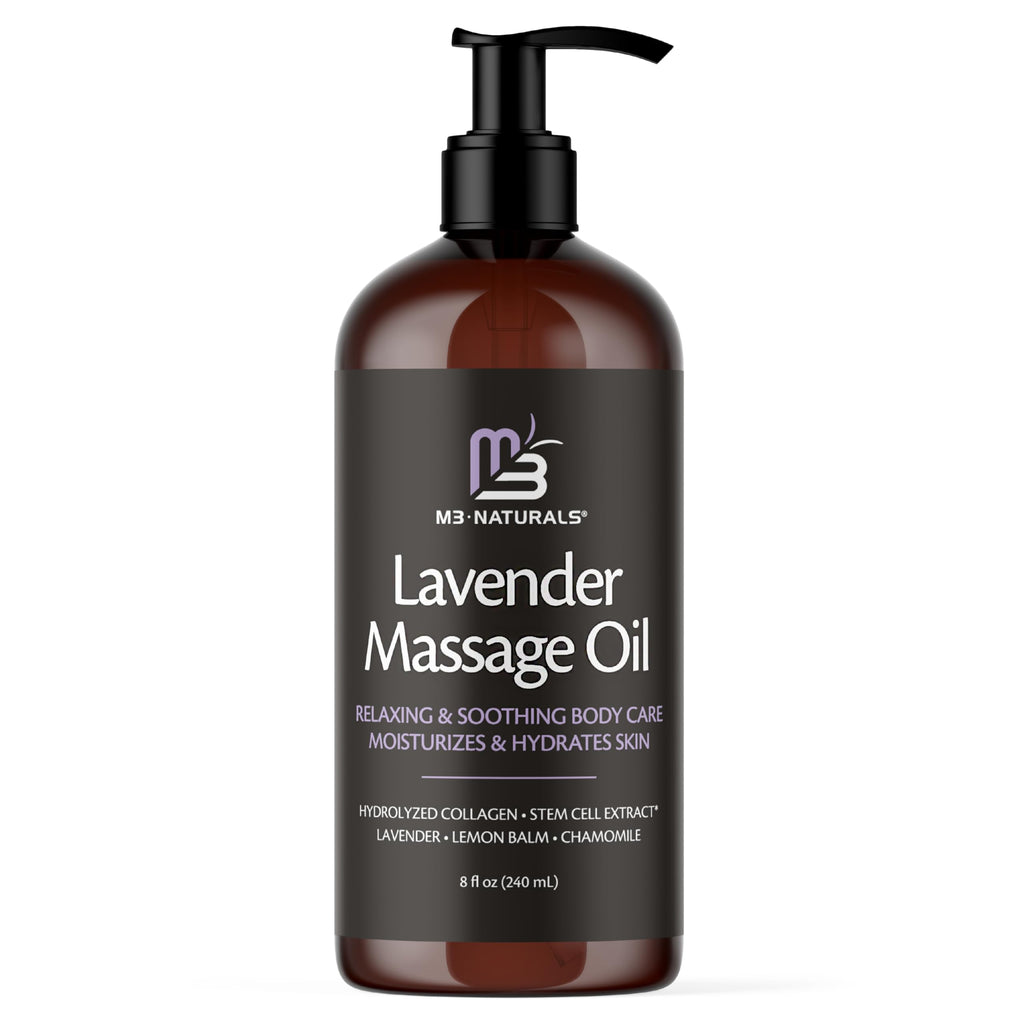 Lavender Massage Oil with Collagen & Stem Cells – M3 Naturals, 8 fl oz