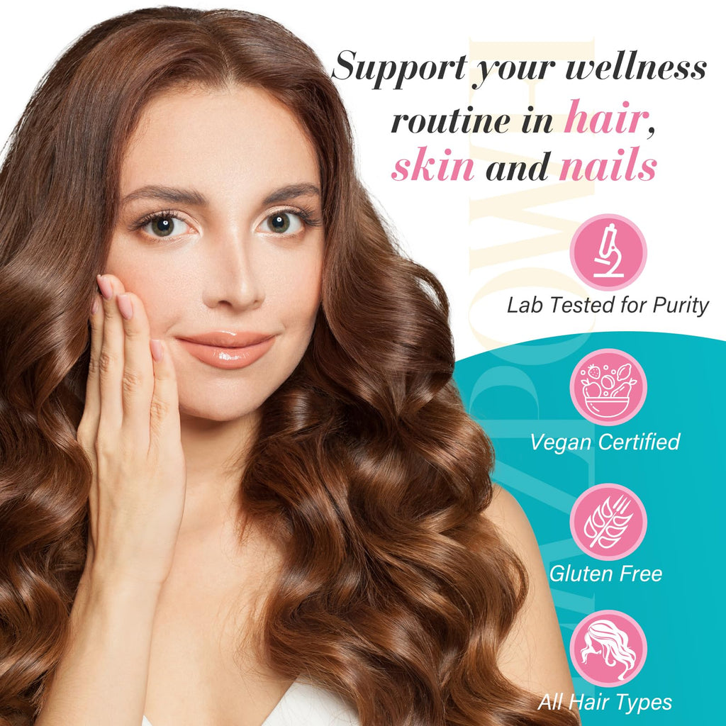 Lazpowfi Biotin Gummies - Vegan Hair, Skin & Nails Vitamins (90-Day Raspberry 3-Pack)
