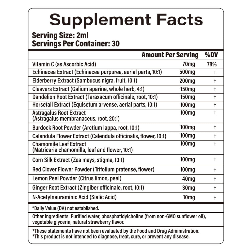Lazpowfi Liposomal Lymph Drops 2000mg – Strawberry Flavor, 2 fl oz