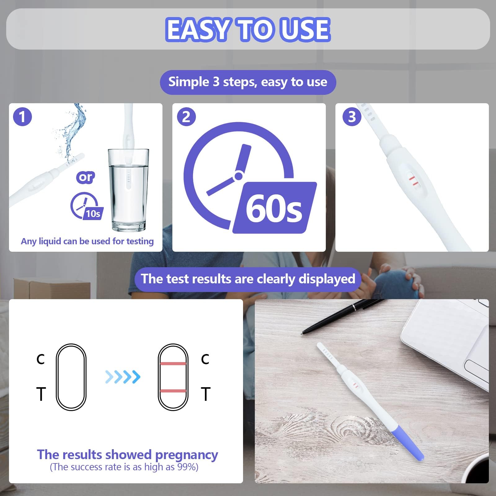LE TOOTER Fake Pregnancy Test Strips - 4 Pack Prank Kit (Blue & Pink)