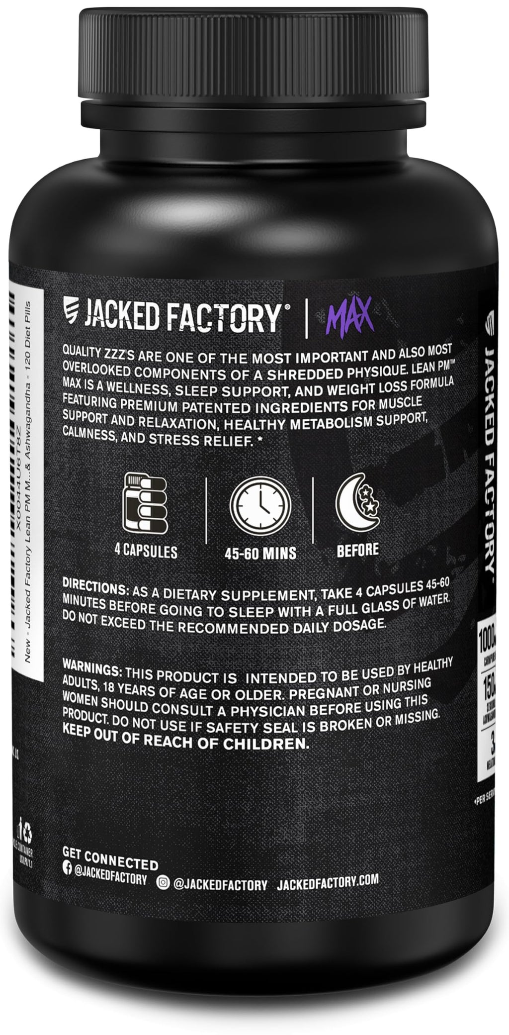 Jacked Factory Lean PM Max – Fat Burner & Sleep Support (120 Diet Pills)