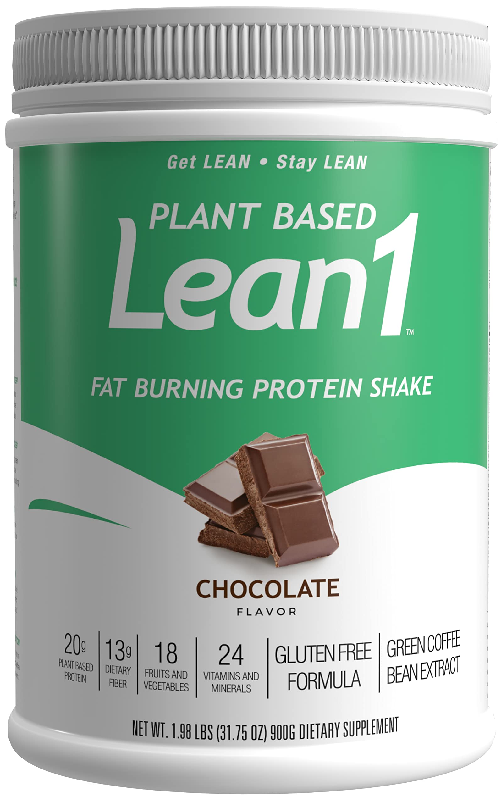Lean1 Plant-Based Meal Replacement Protein Powder – Chocolate, 15-Serving Tub | Nutrition53