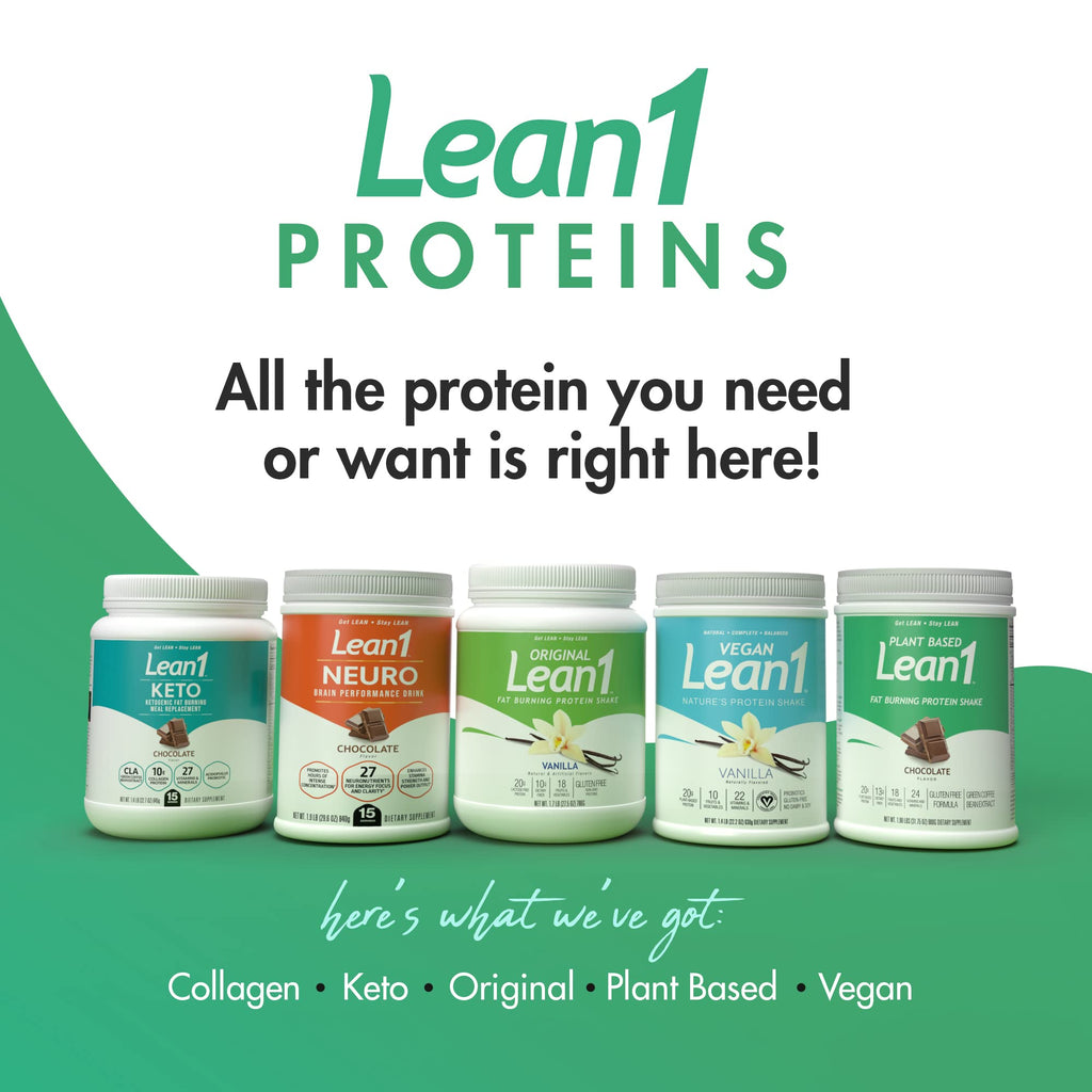 Lean1 Plant-Based Meal Replacement Protein Powder – Chocolate, 15-Serving Tub | Nutrition53