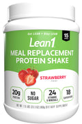 Lean1 Meal Replacement Protein Shake – Strawberry, 15 Servings | Vitamins, Digestive Support & Lean Muscle