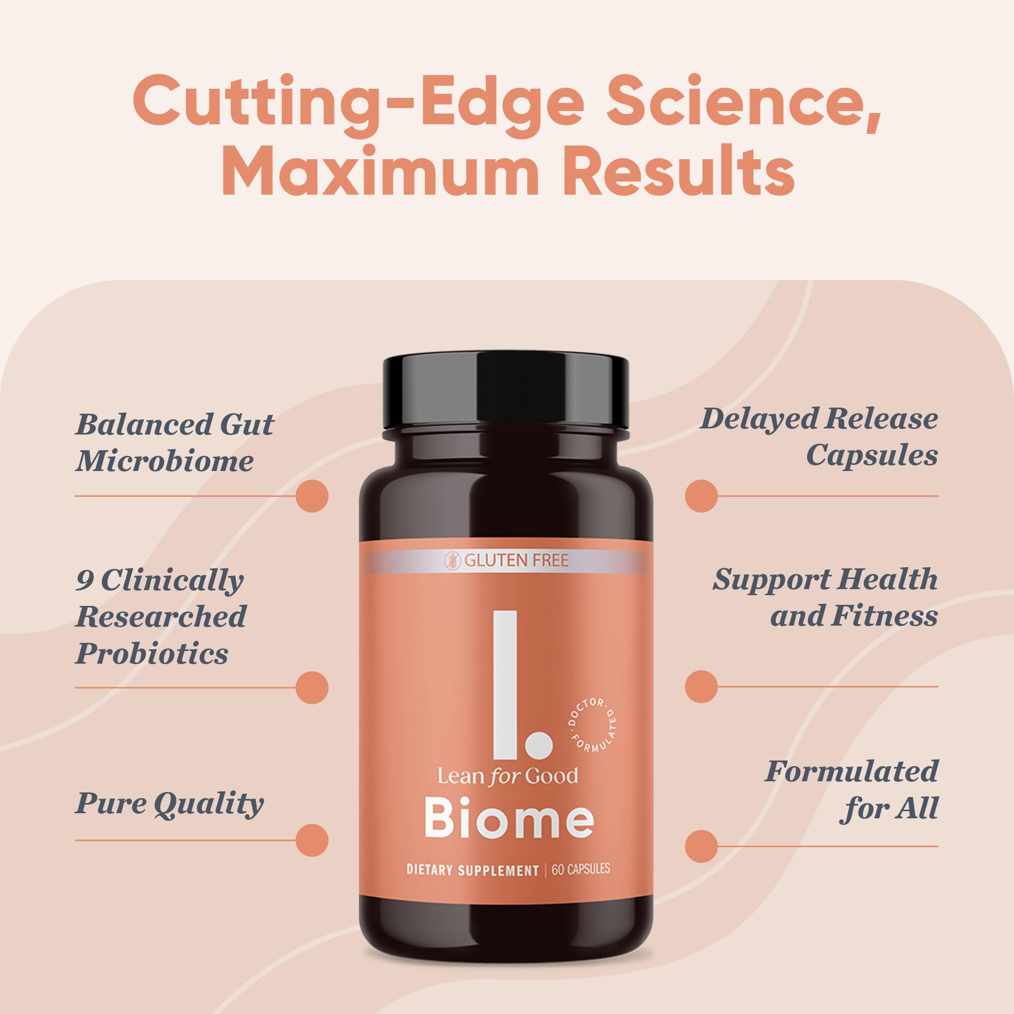 LEANFORGOOD Biome | 9-Strain Probiotic Formula, Supports a Balanced Gut Microbiome, Greenselect Phytosome - 60 Capsules