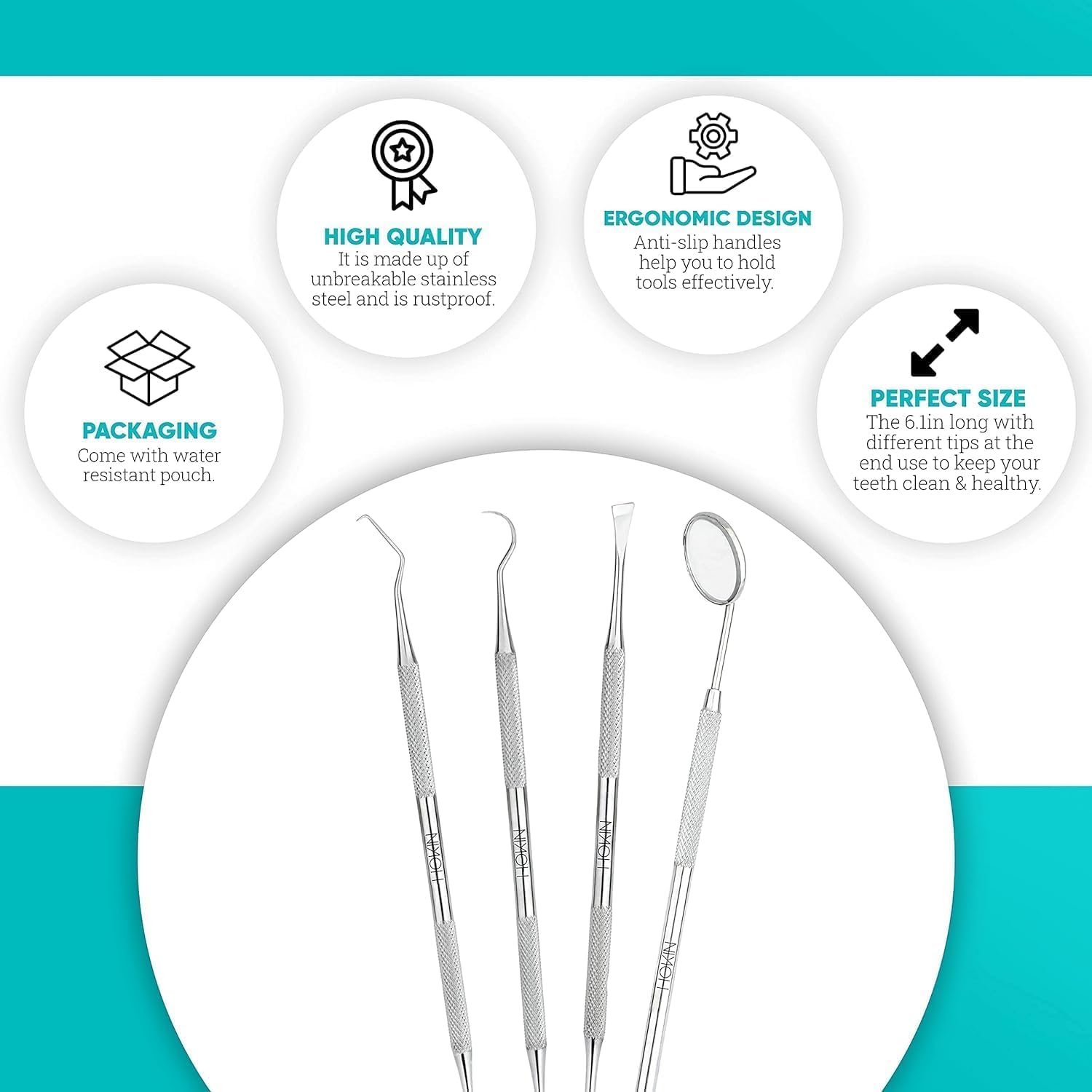 Tooth Polisher with LED Light - 5 Speed Modes, Teeth Cleaning Kit & 5 Replacement Brush Heads