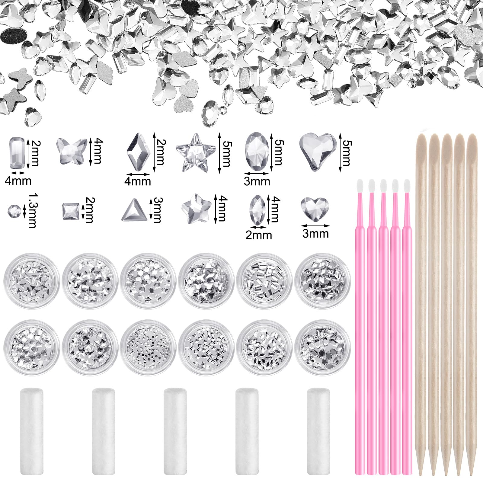 Leelosp 480 Pcs Tooth Gem Kit DIY Teeth Crystals – 12 Boxes, 5 Pink Brushes, No Glue