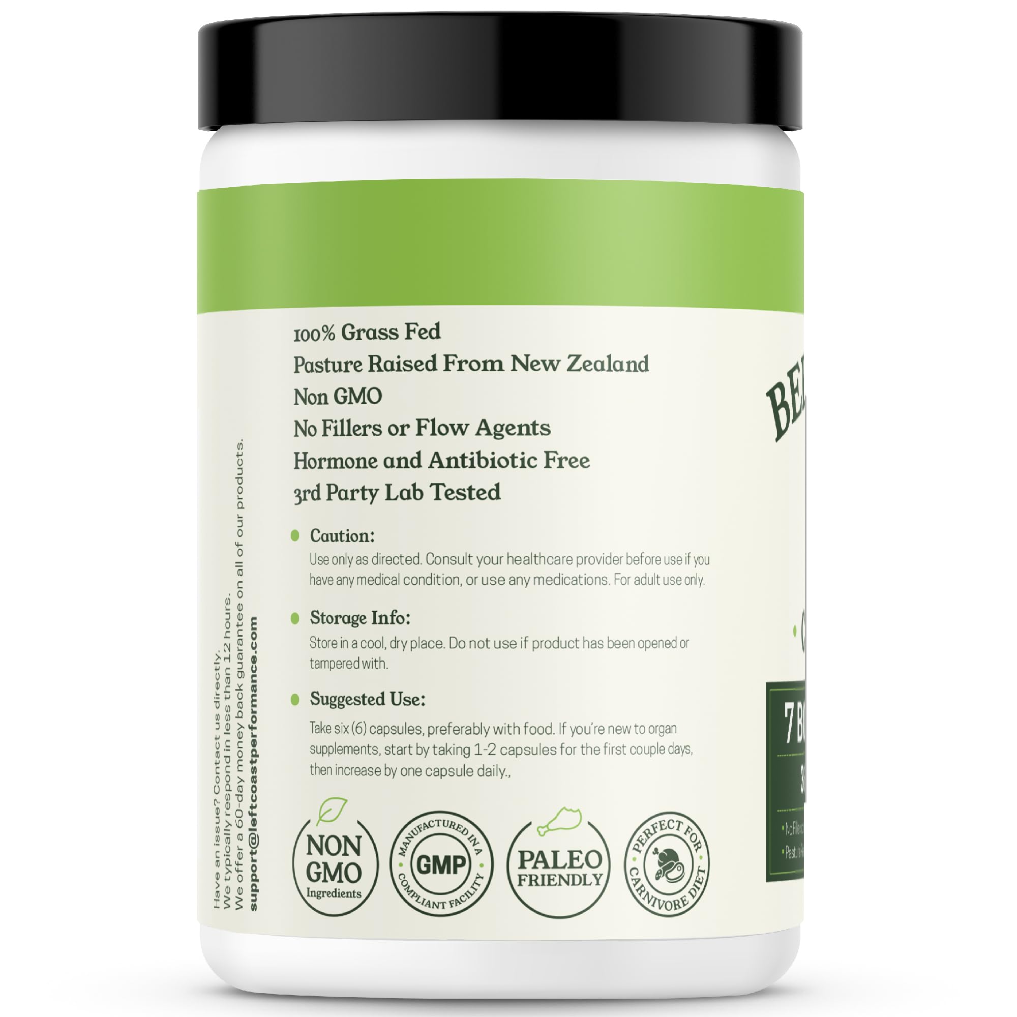 Left Coast Performance Beef Organ Complex | Grass-Fed NZ, 360ct, Non-GMO