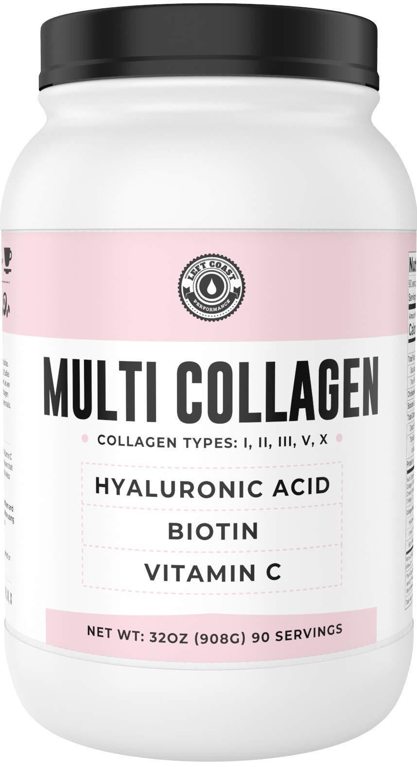 Left Coast Performance Multi Collagen Powder 2lb with Biotin, Hyaluronic Acid & Vitamin C
