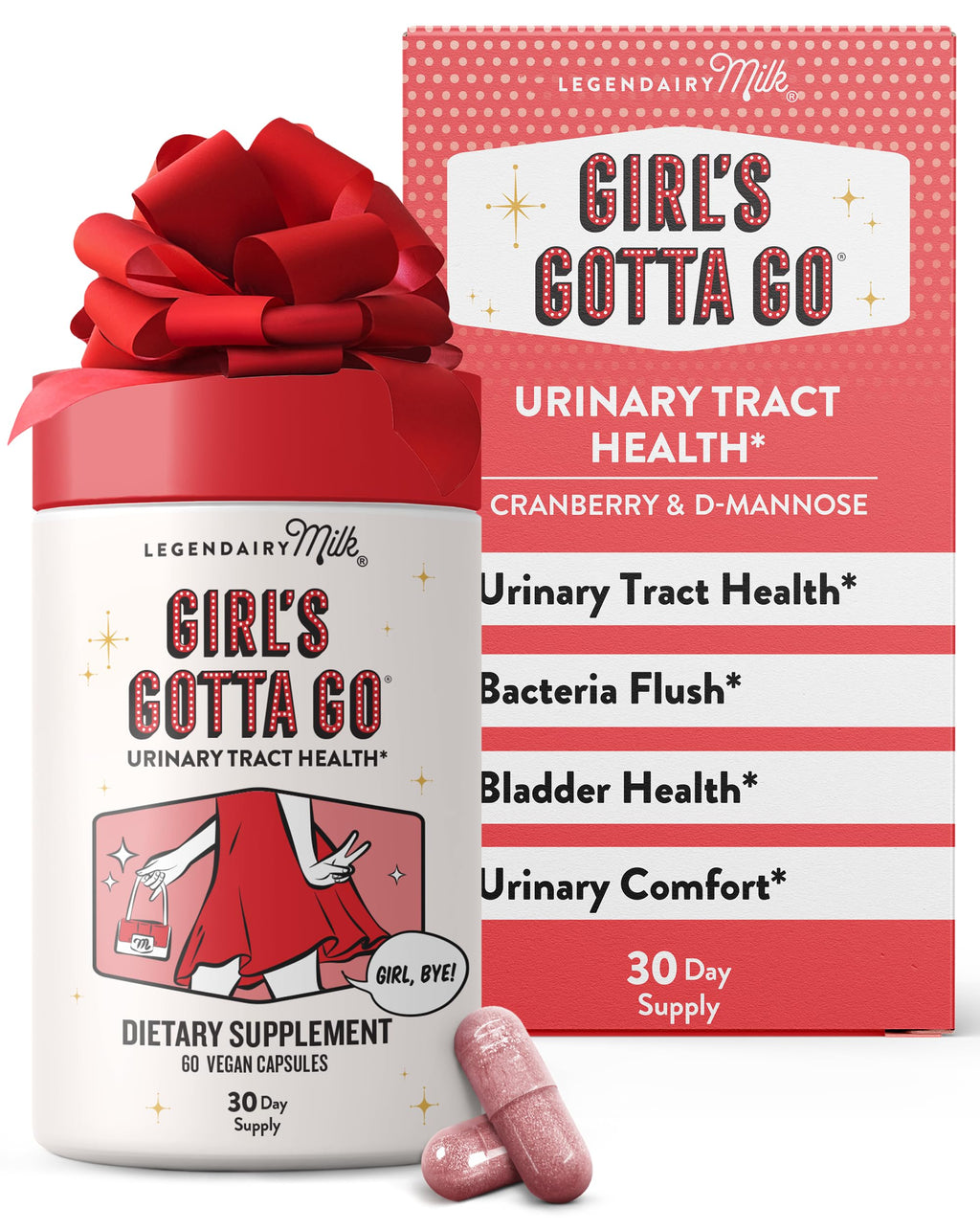 Legendairy Milk Girl's Gotta Go UTI Support - Sugar-Free Cranberry & D-Mannose, 30 Servings