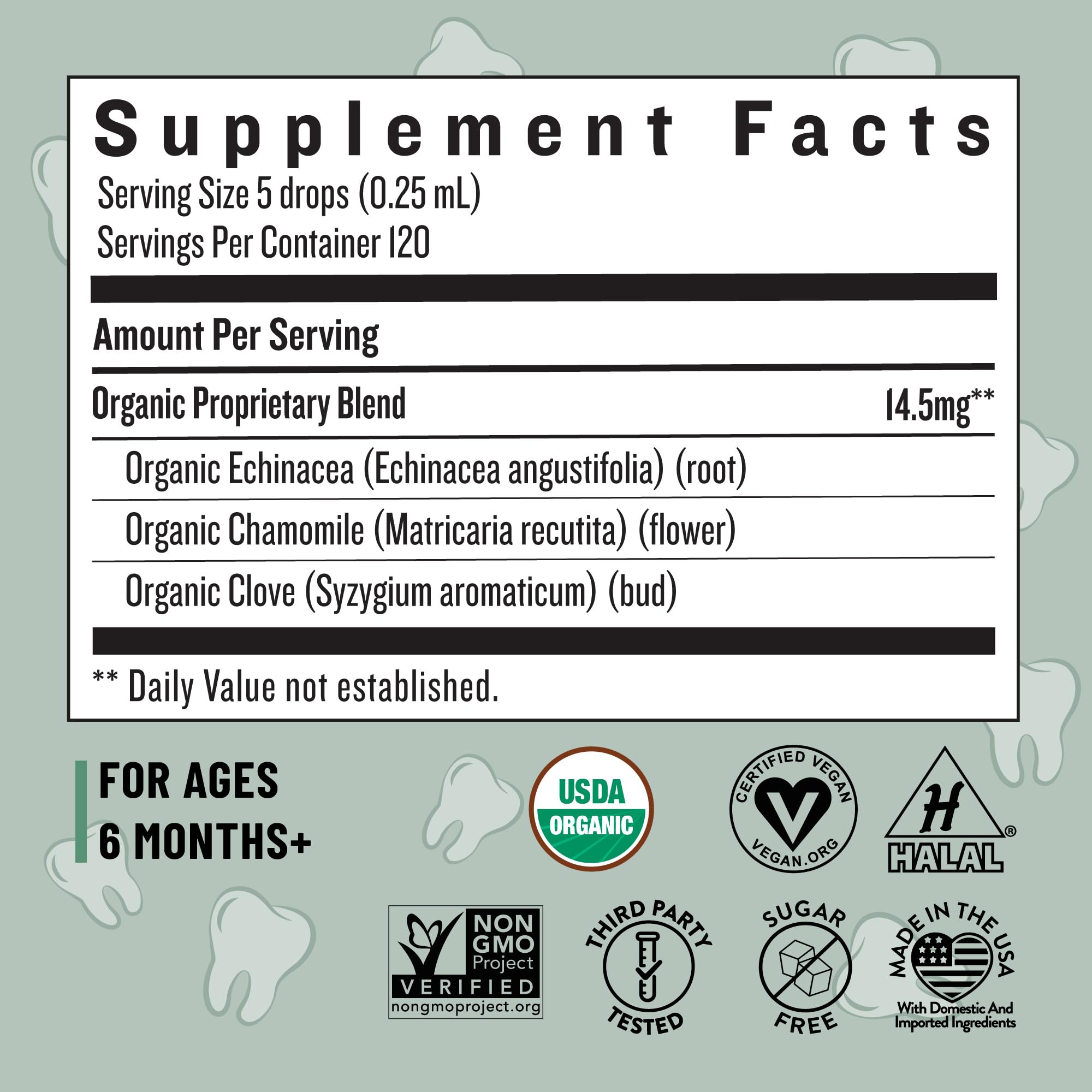 Legendairy Milk Organic Teething Drops - Baby Teething Relief Drops, Clove & Chamomile, Sugar Free, 120 Servings