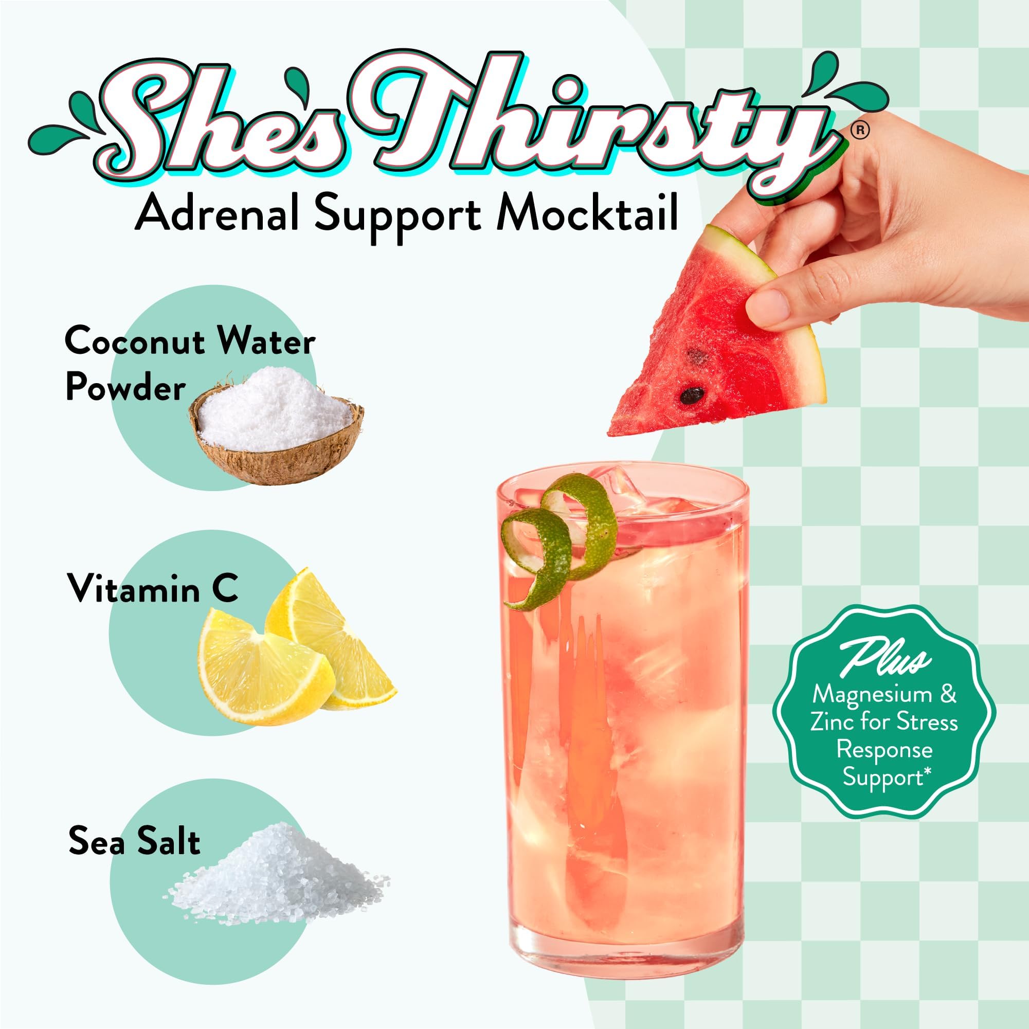 Legendairy Milk She’s Thirsty Watermelon Hydration Packets | Cortisol & Adrenal Support | No Sugar Added 18 ct