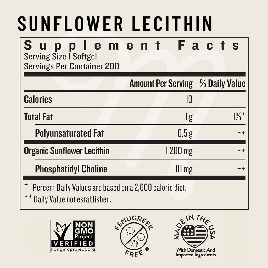 Legendairy Milk Sunflower Lecithin 1200mg – Lactation Support (200 Softgels x2, USA Made)