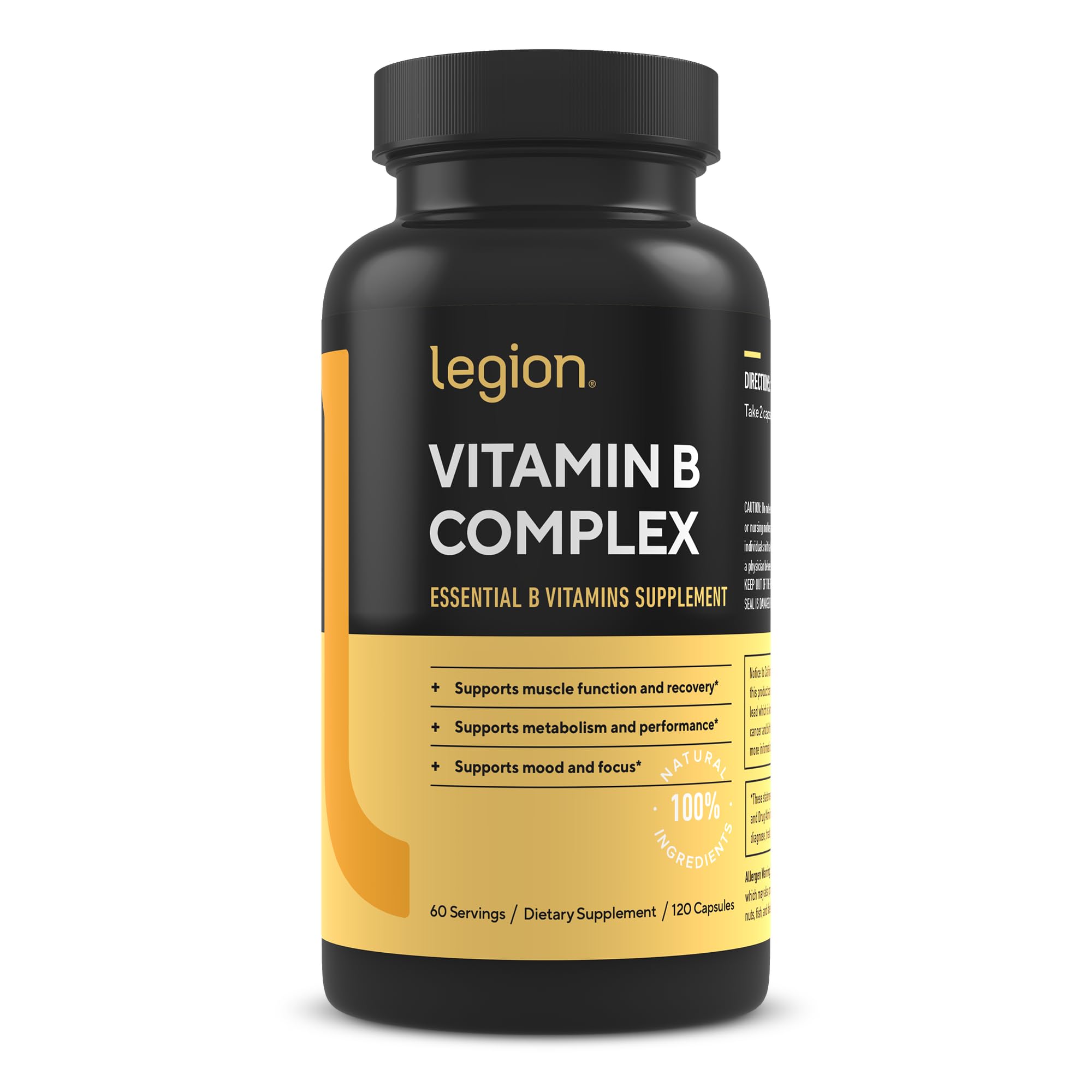 LEGION Vitamin B-Complex (120 Capsules) – Vegan B Complex with Choline, Inositol & CoQ10