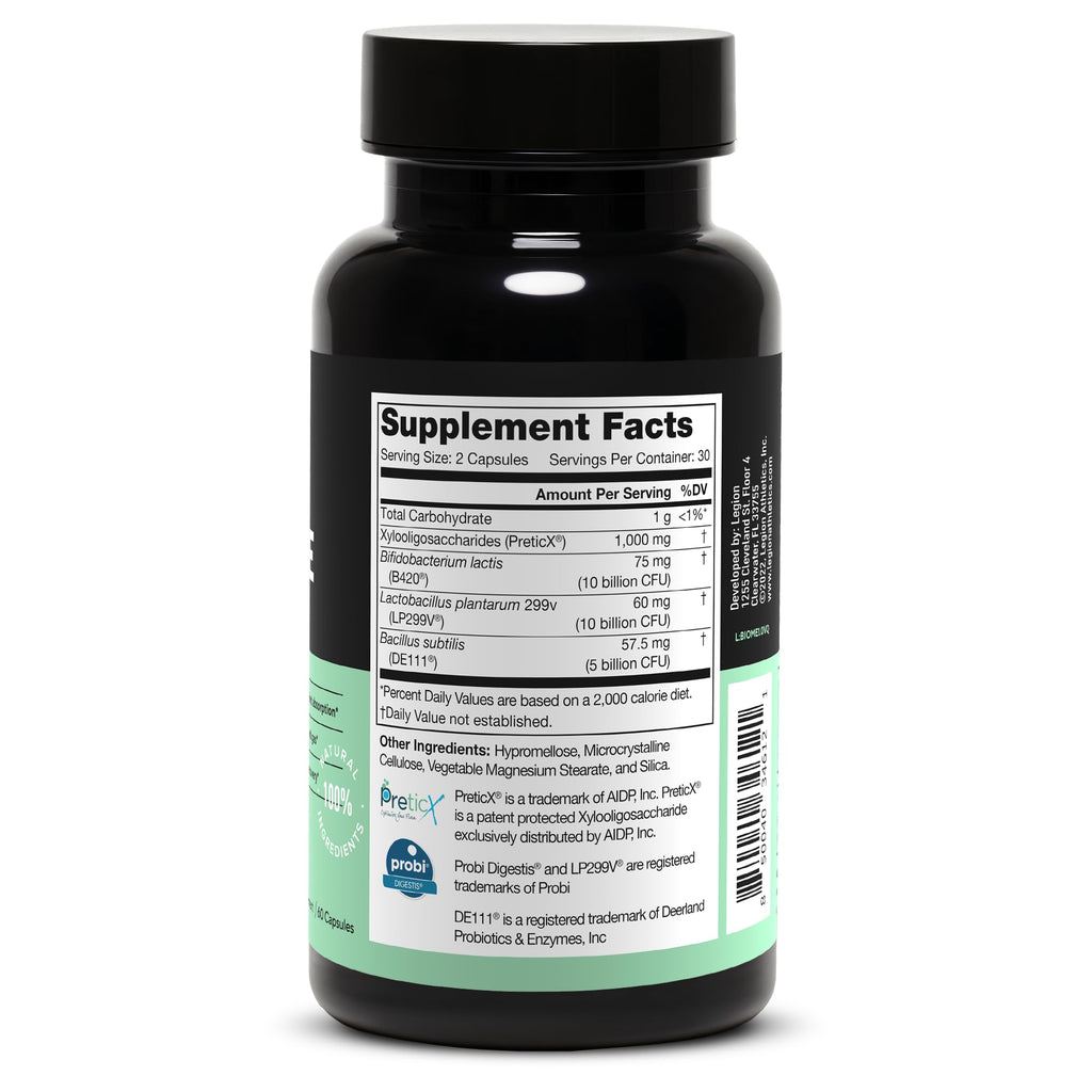 LEGION Biome Probiotic - Natural Gut Health Support for Women & Men | 30 Servings