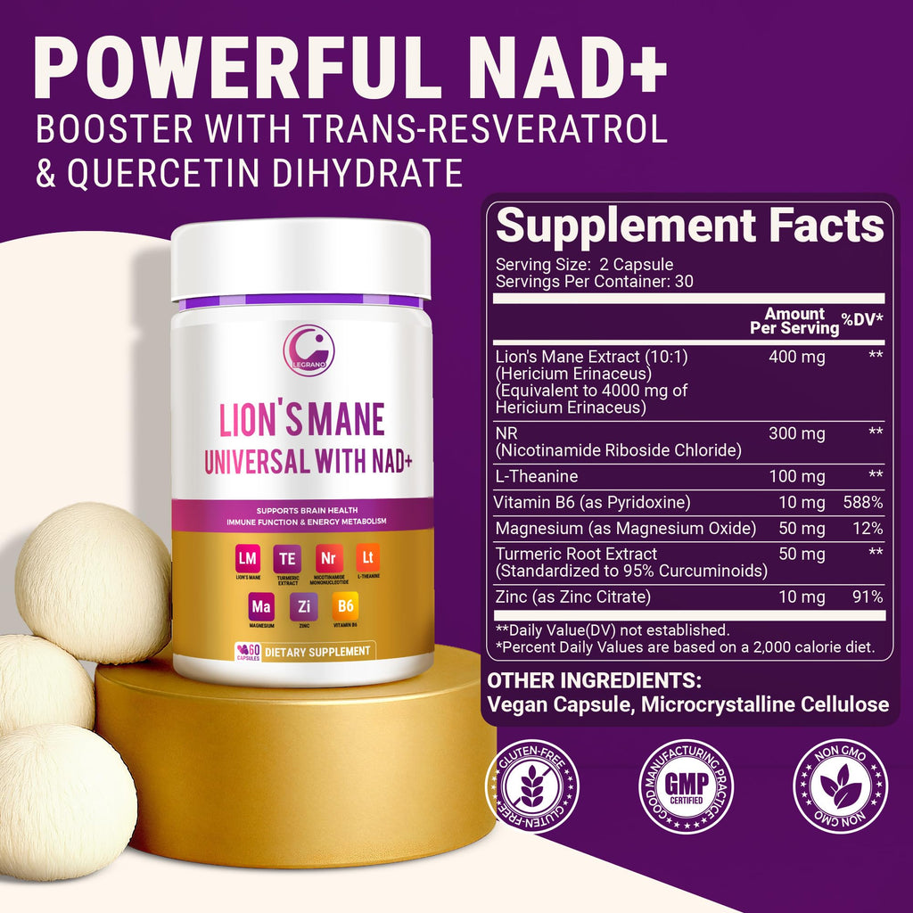 LEGRANO Lions Mane NAD+ Capsule – Focus & Brain Health