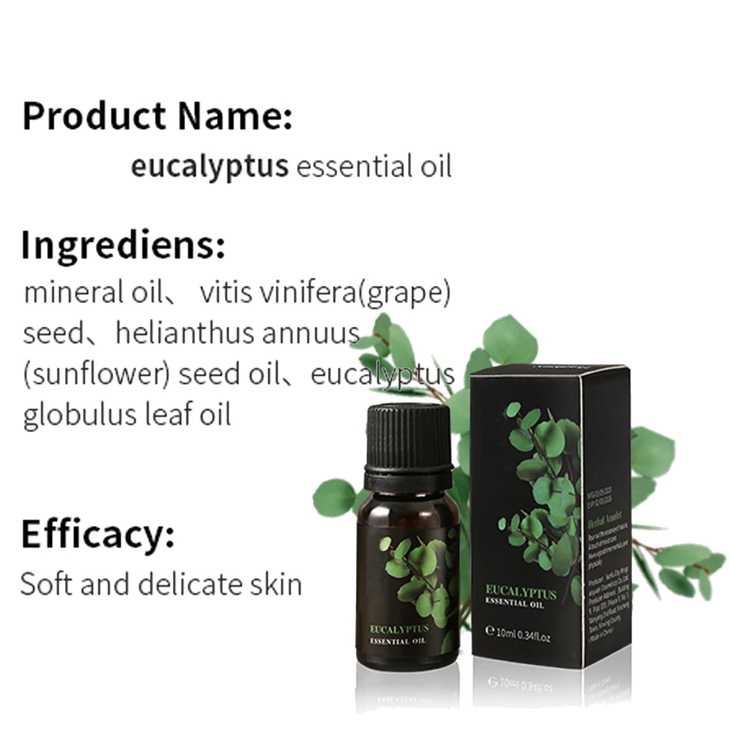 LEHOYIANG Eucalyptus Essential Oil 10ml for Diffusers, Candles & Soaps