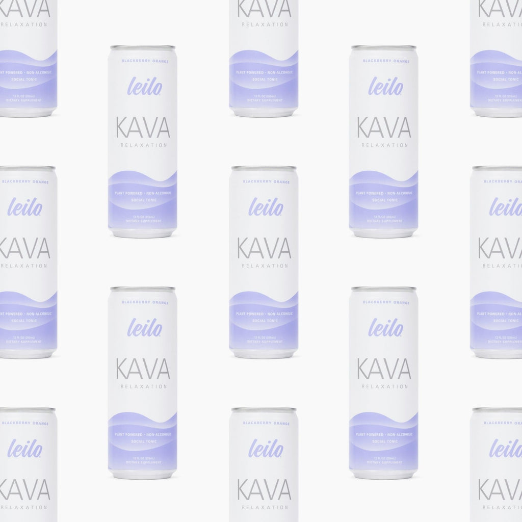 LEILO Kava Powered Sparkling Relaxation Drink – Blackberry Orange 12-Pack | Non-ALC Calming Beverage | 12 fl oz Cans