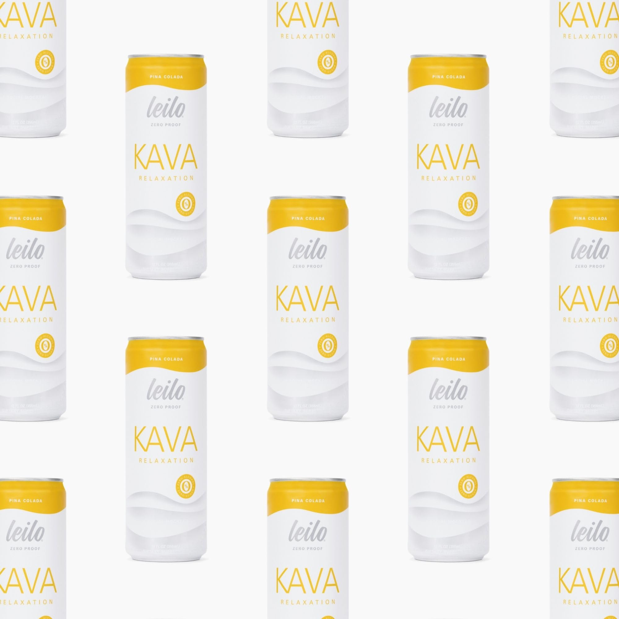 LEILO Kava Powered Pina Colada Mocktail – Sugar-Free, 12-Pack, 10 Cal Per Can, Non-Alcoholic