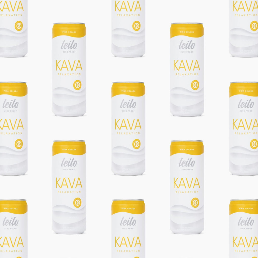 LEILO Kava Powered Pina Colada Mocktail – Sugar-Free, 12-Pack, 10 Cal Per Can, Non-Alcoholic