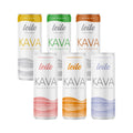 LEILO Kava-Powered Sparkling Relaxation Drink - Variety Sampler 6-Pack | 12 oz Cans | Non-ALC