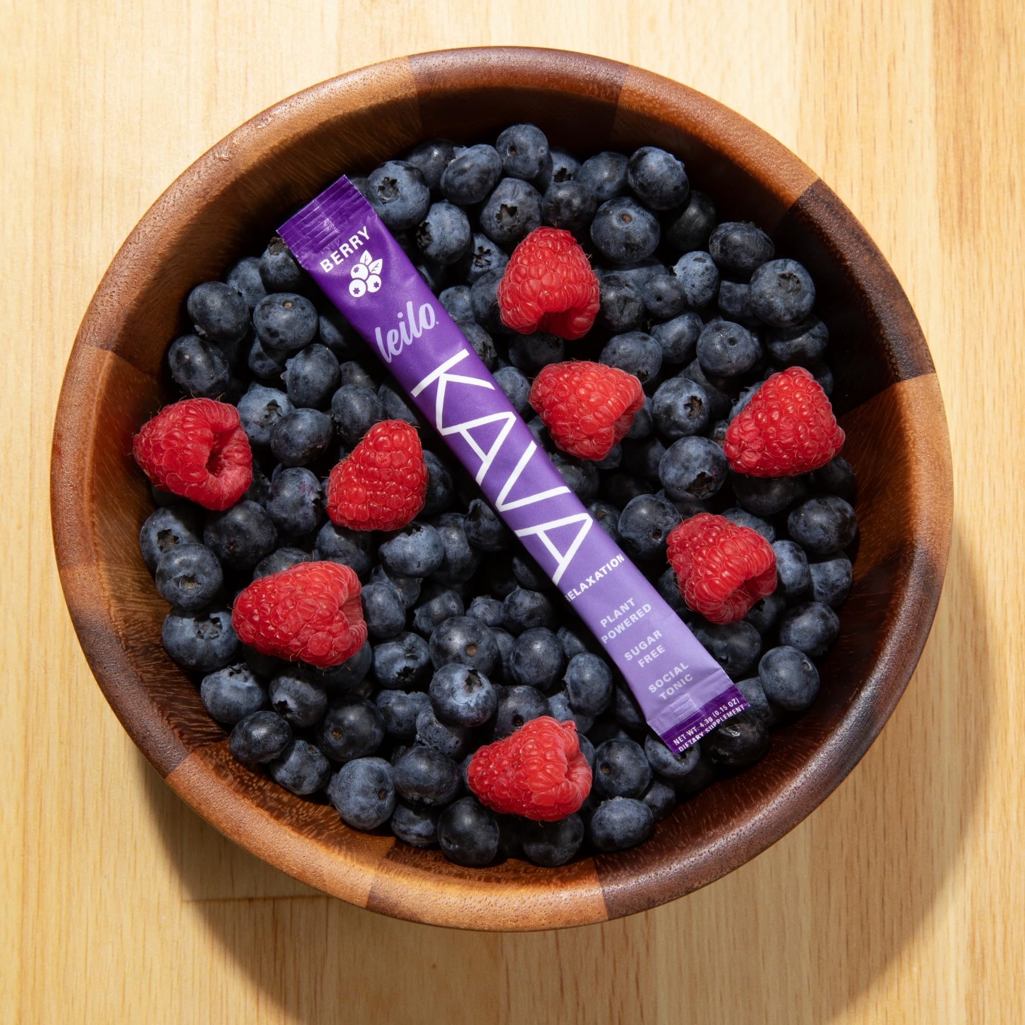 LEILO Calming Kava Drink Mix – Berry, 10 Sticks | Non-Alcoholic, Sugar-Free Plant-Based Relaxation