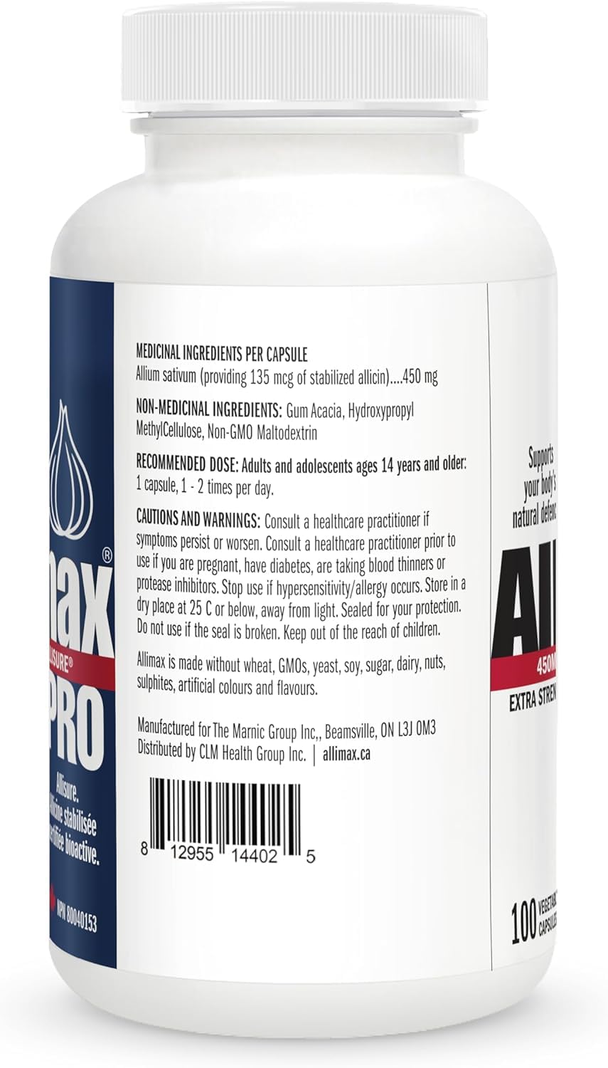 Lekullna Allicin Garlic Supplement 450mg – Immune Support, Spanish-Grown Garlic, 100 Vegicaps