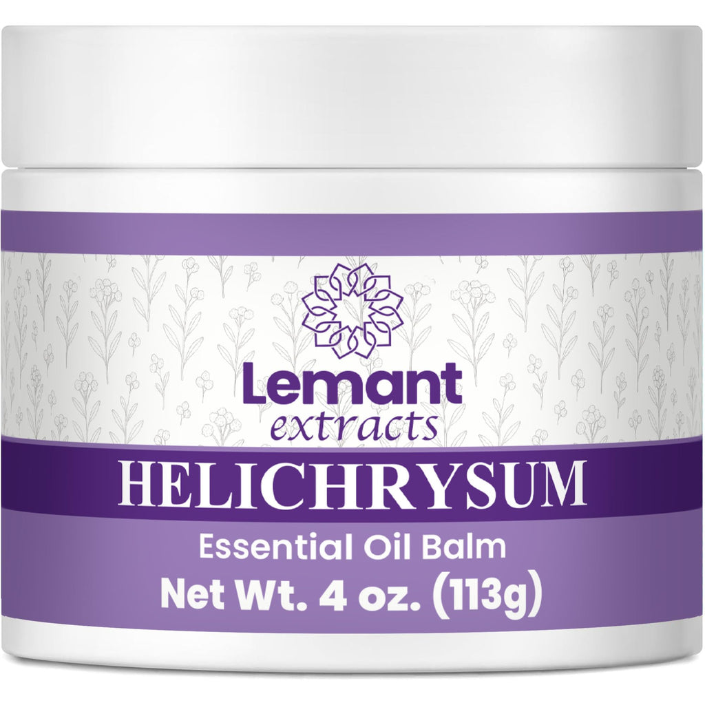 Lemant Extracts Helichrysum Balm (4 oz) – Triple Strength Helichrysum Essential Oil Salve to Reduce Bruising, Calm Redness & Support Skin Vitality (Includes One 4 oz Jar)