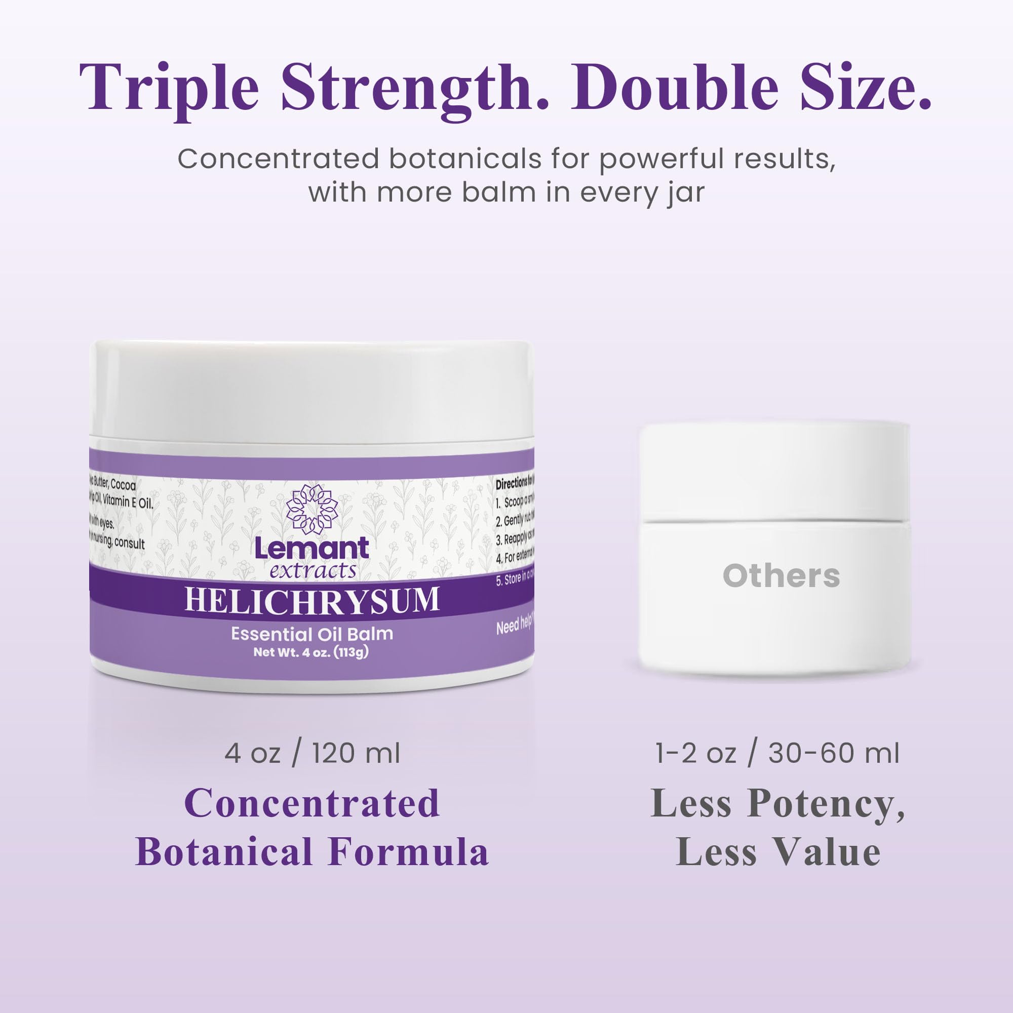 Lemant Extracts Helichrysum Balm (4 oz) – Triple Strength Helichrysum Essential Oil Salve to Reduce Bruising, Calm Redness & Support Skin Vitality (Includes One 4 oz Jar)