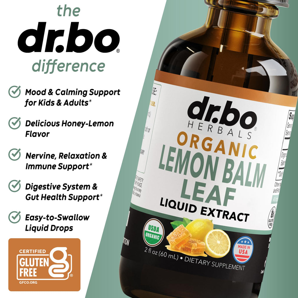 Organic Lemon Balm Extract Tincture – Calm Relaxation Drops (Vegan, 2oz)