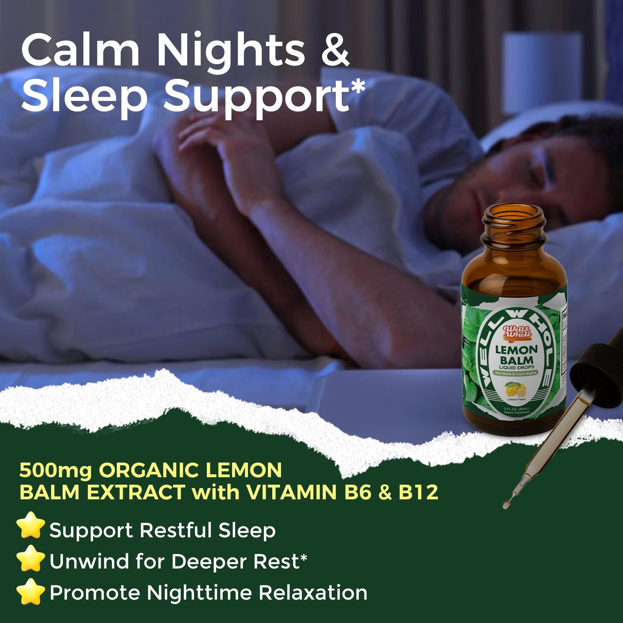 Organic Lemon Balm Tincture for Relaxation & Mood Balance – Fast-Absorbing, Alcohol-Free (60 mL)