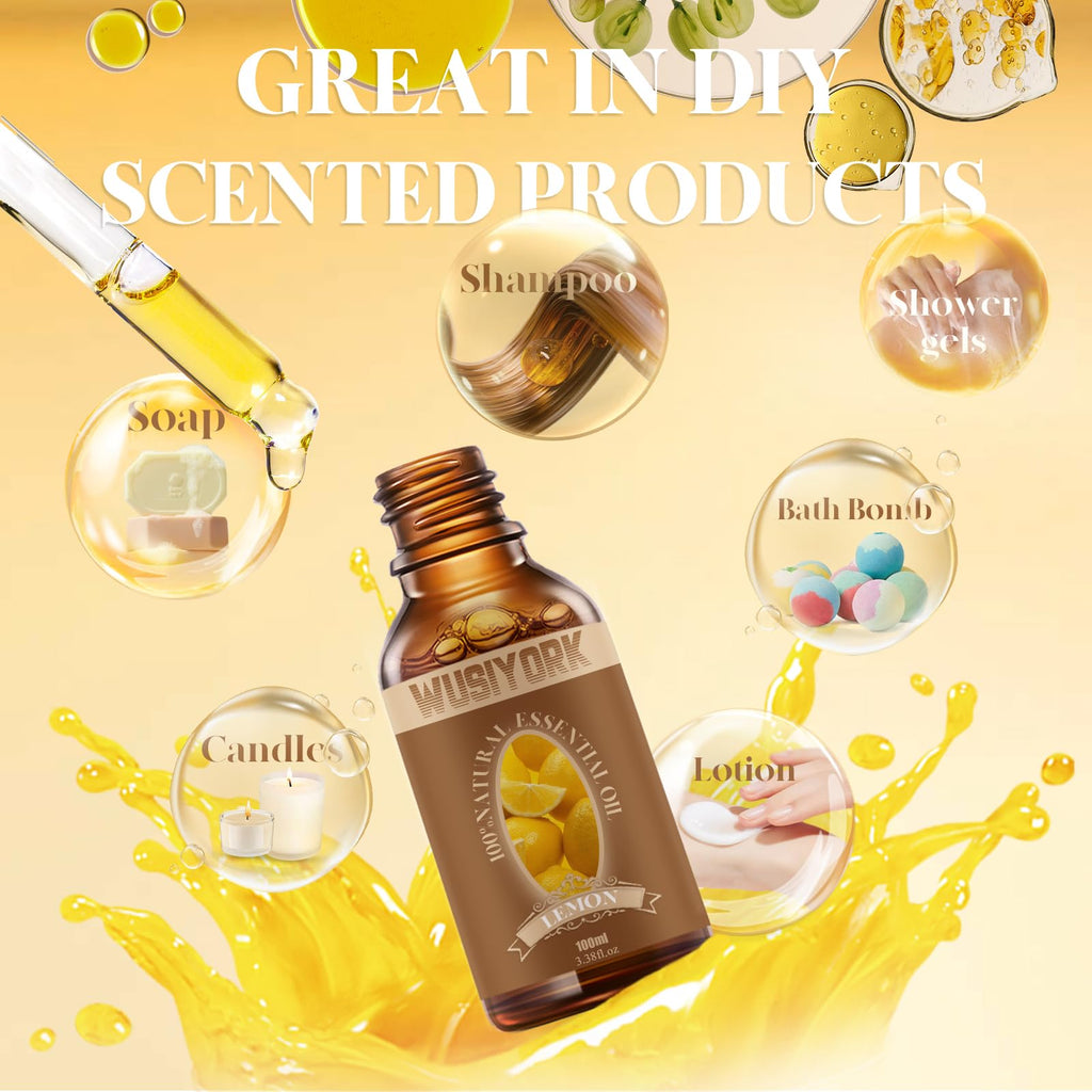 Wusiyork Lemon Essential Oil 100ML - 100% Pure and Natural Therapeutic Grade