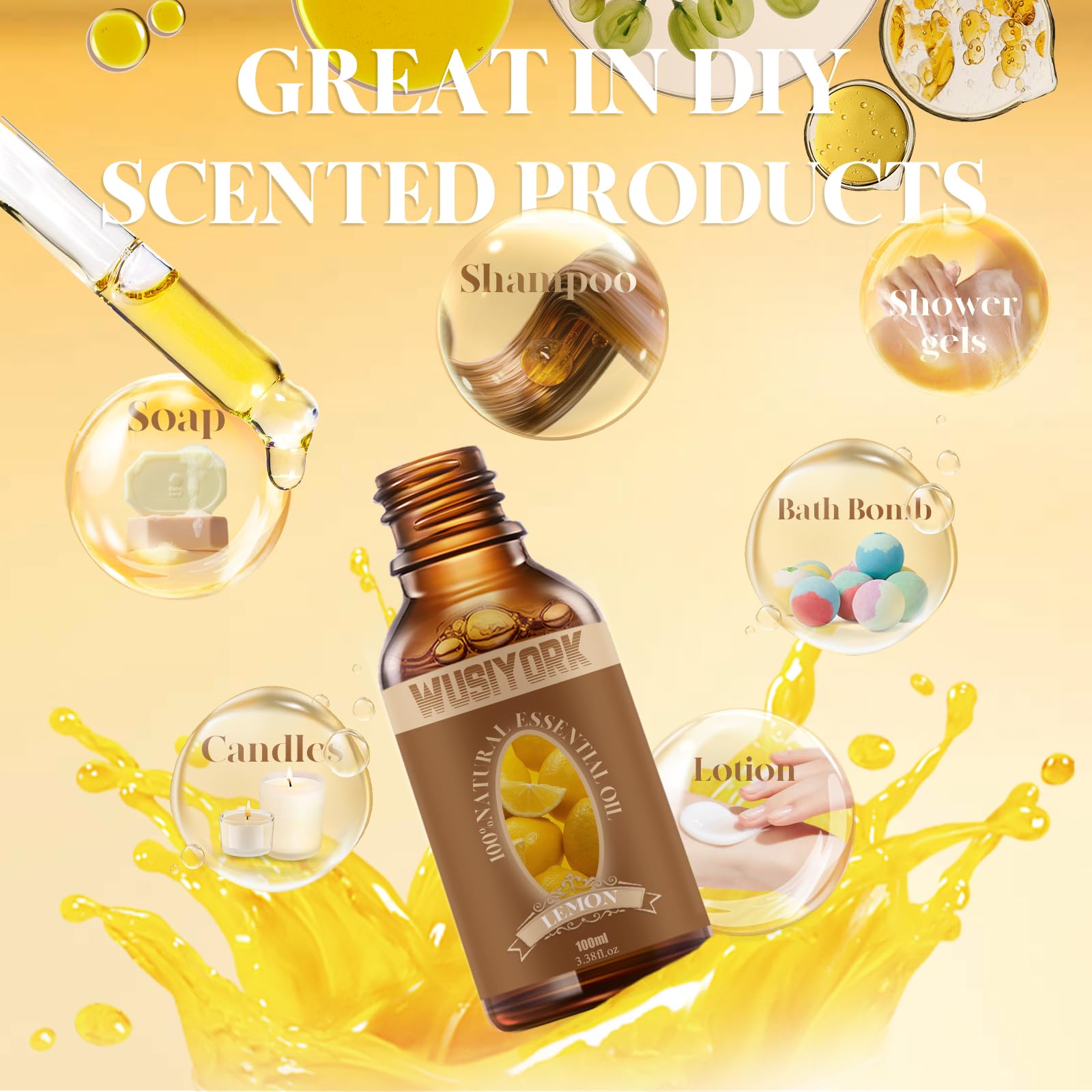 Wusiyork Lemon Essential Oil 100ML - 100% Pure and Natural Therapeutic Grade