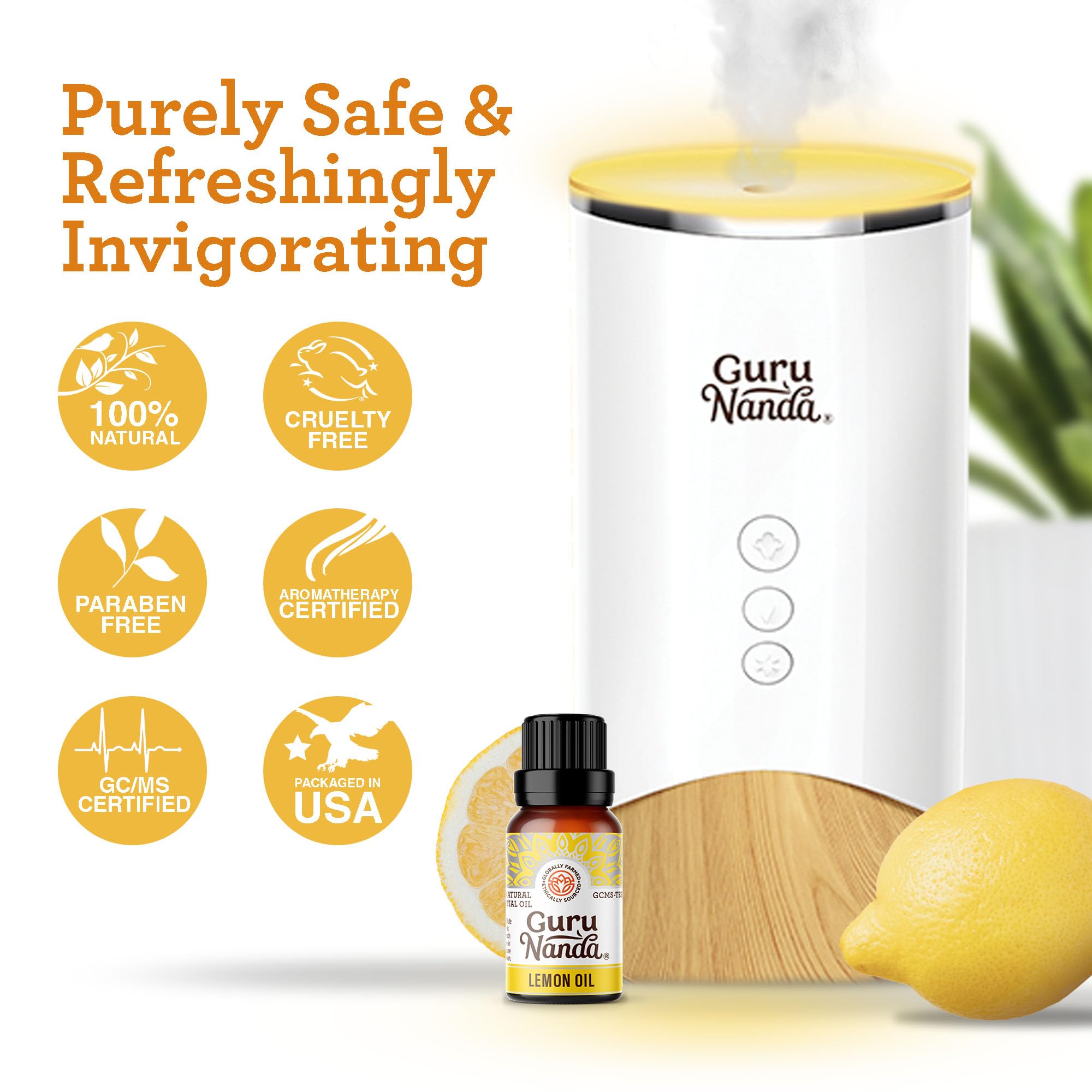 GuruNanda Lemon Essential Oil - 100% Pure, Undiluted Citrus Aroma (2x0.5 oz)